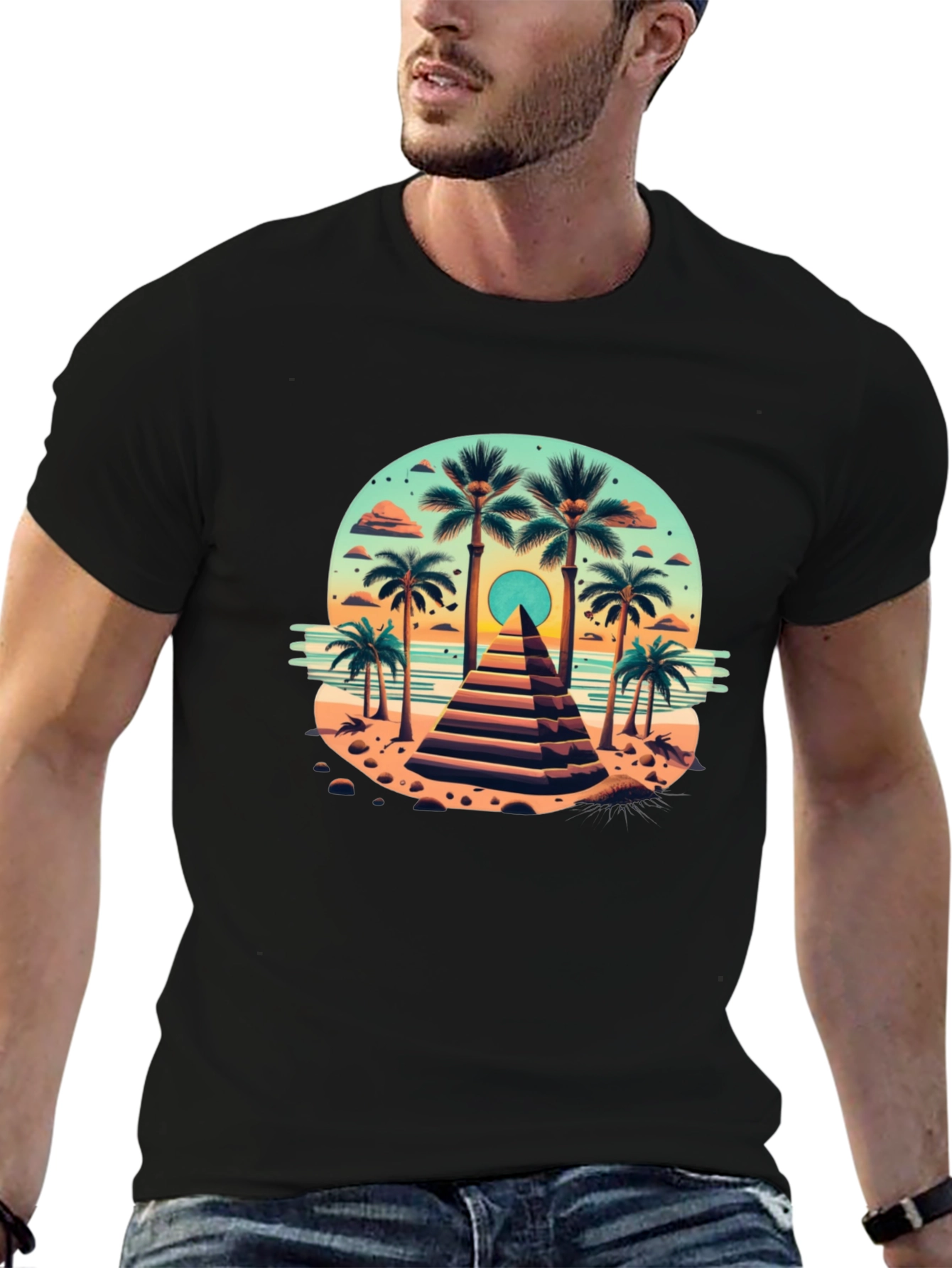 Tropical Pyramid T-Shirt - Beach Vibes