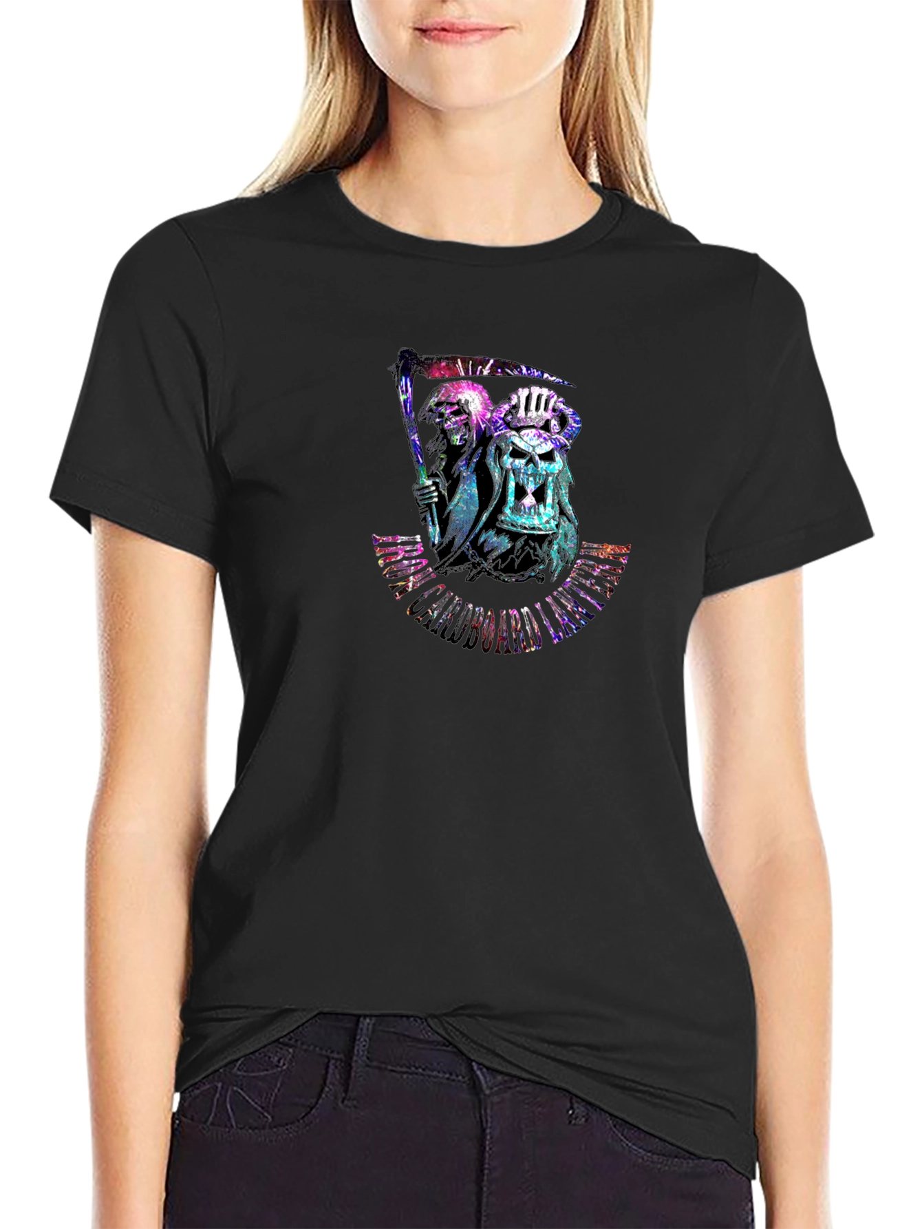 Grim Reaper Skull Graphic Black T-Shirt