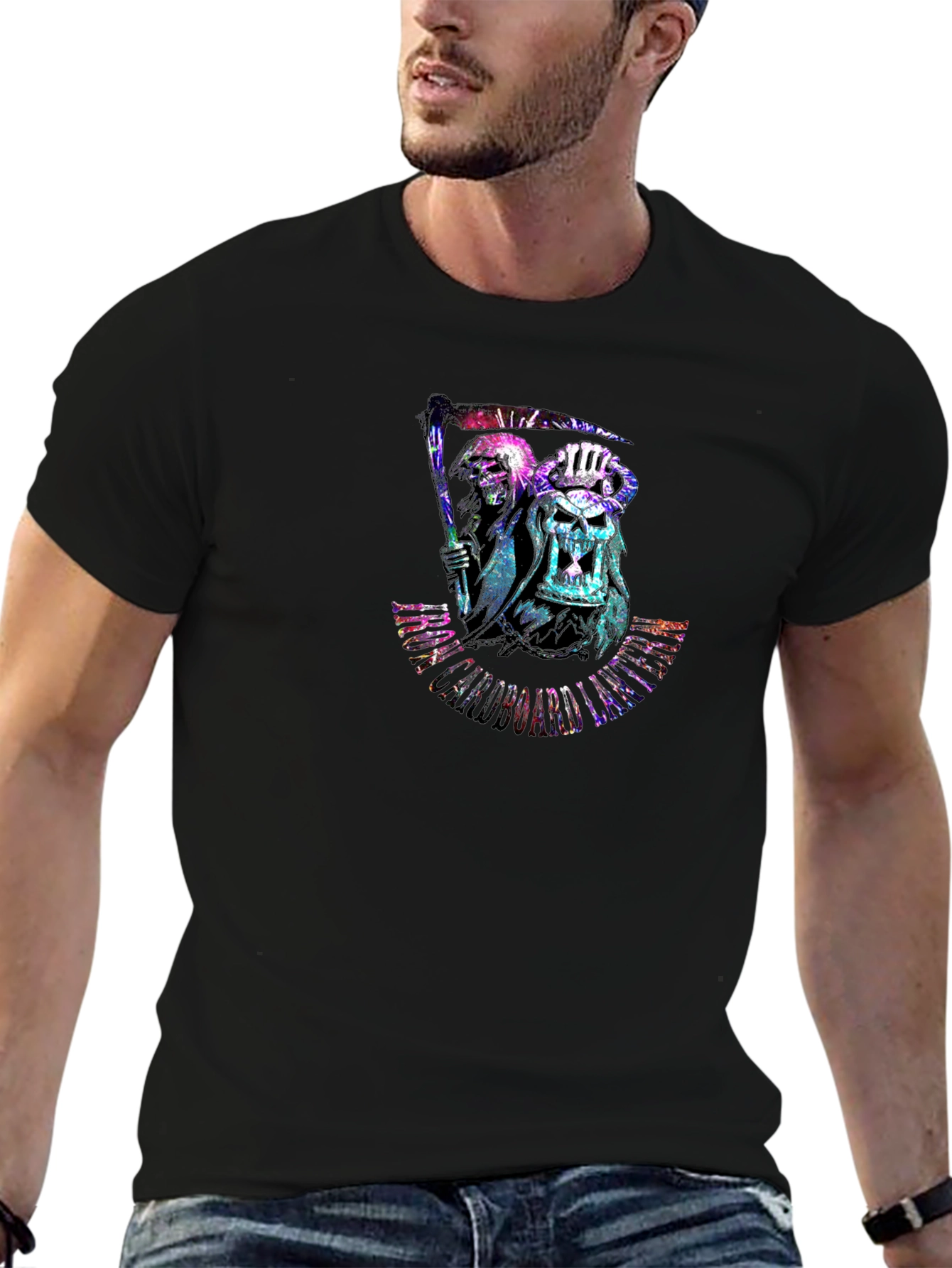 Grim Reaper Skull Graphic Black T-Shirt