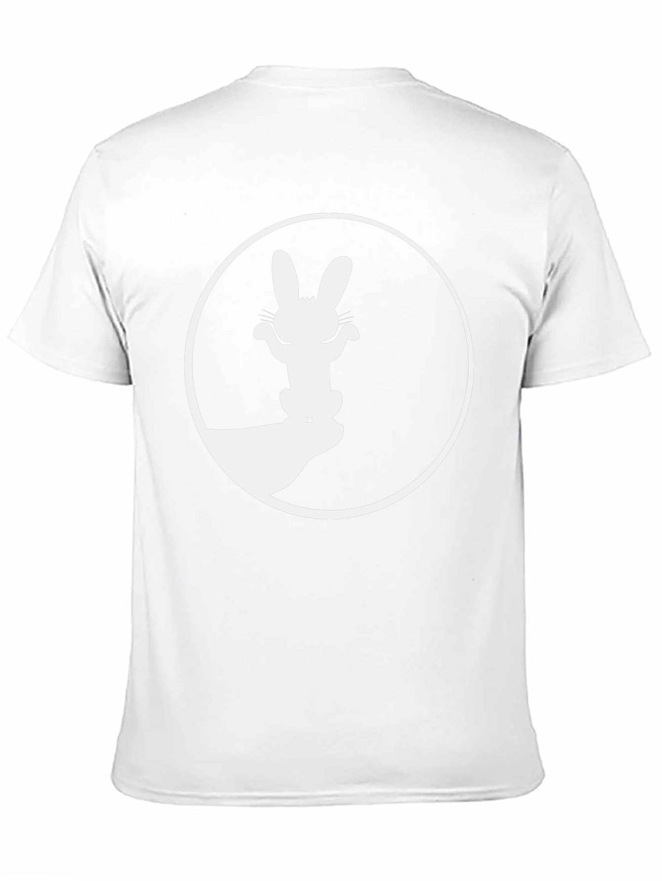 Black T-Shirt with Rabbit Shadow Art Graphic