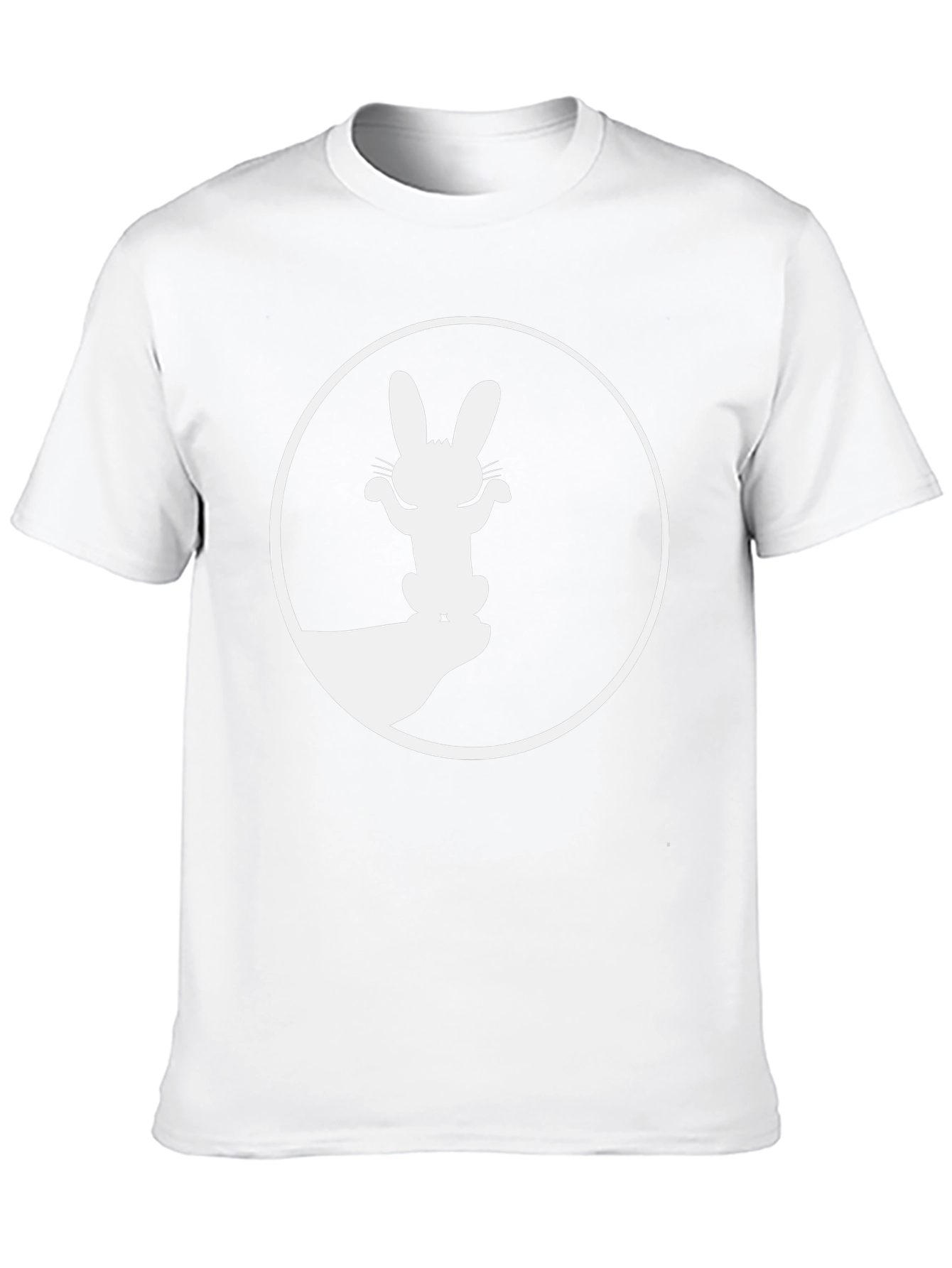 Black T-Shirt with Rabbit Shadow Art Graphic