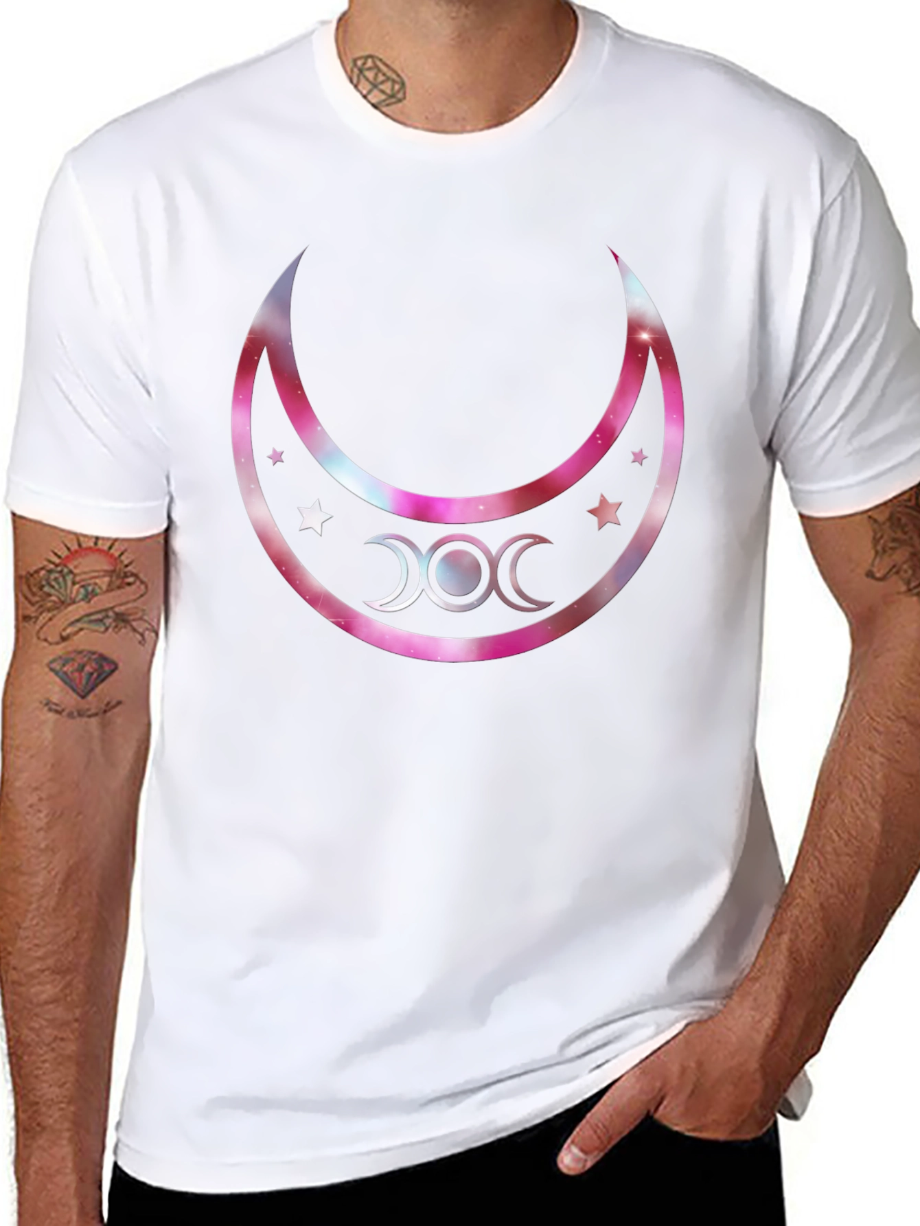 Triple Moon Goddess Graphic T-Shirt - Black