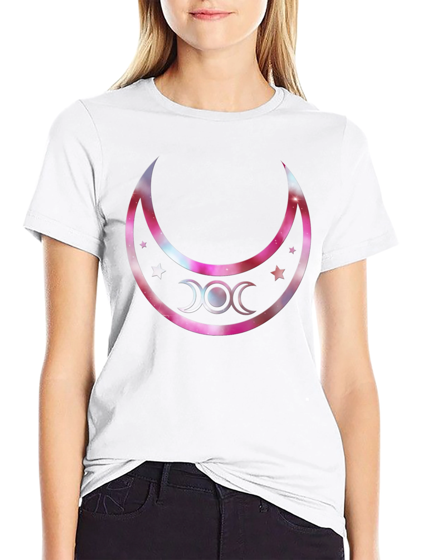 Triple Moon Goddess Graphic T-Shirt - Black