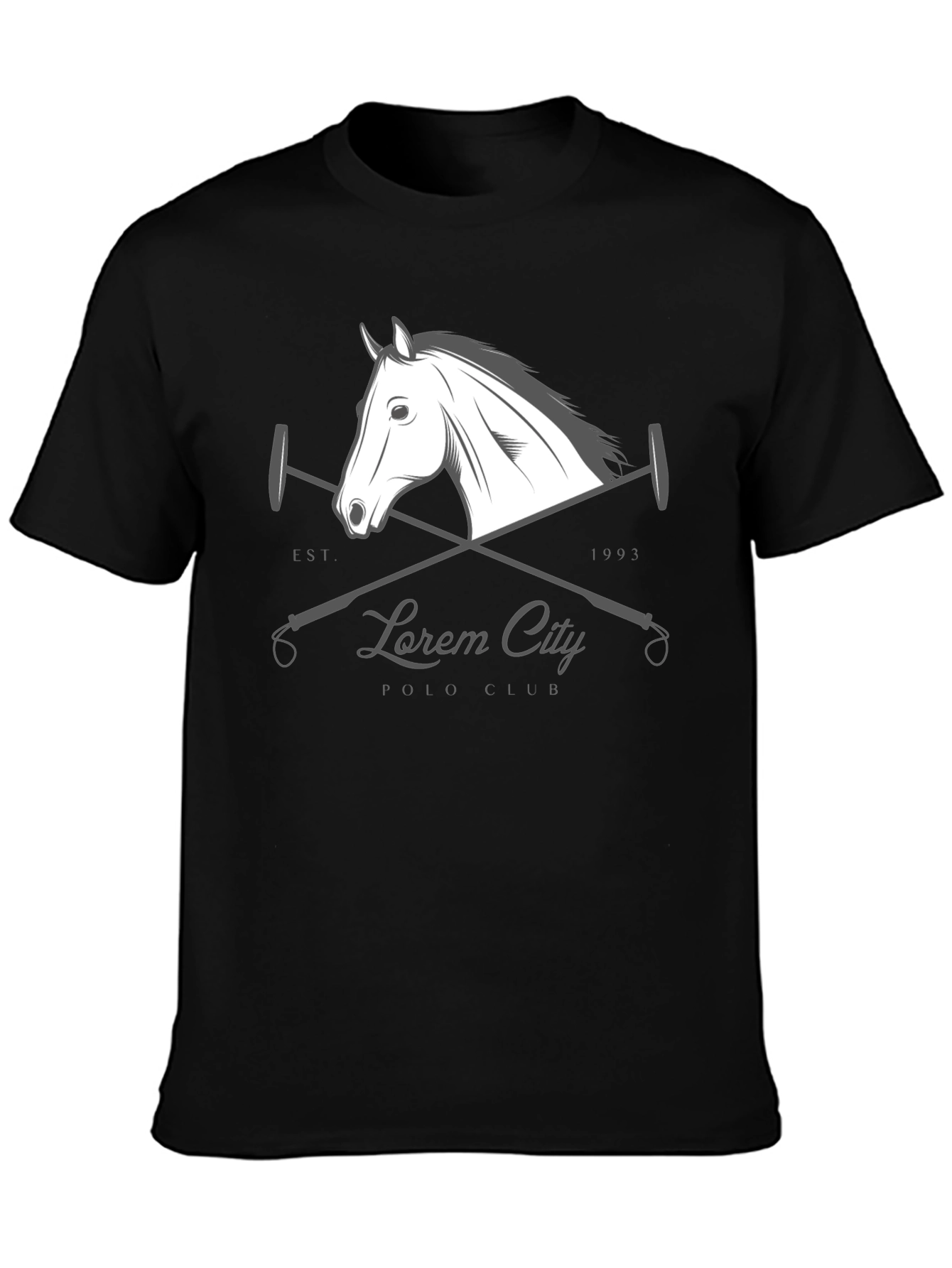 Black Polo Club T-Shirt with Horse Design