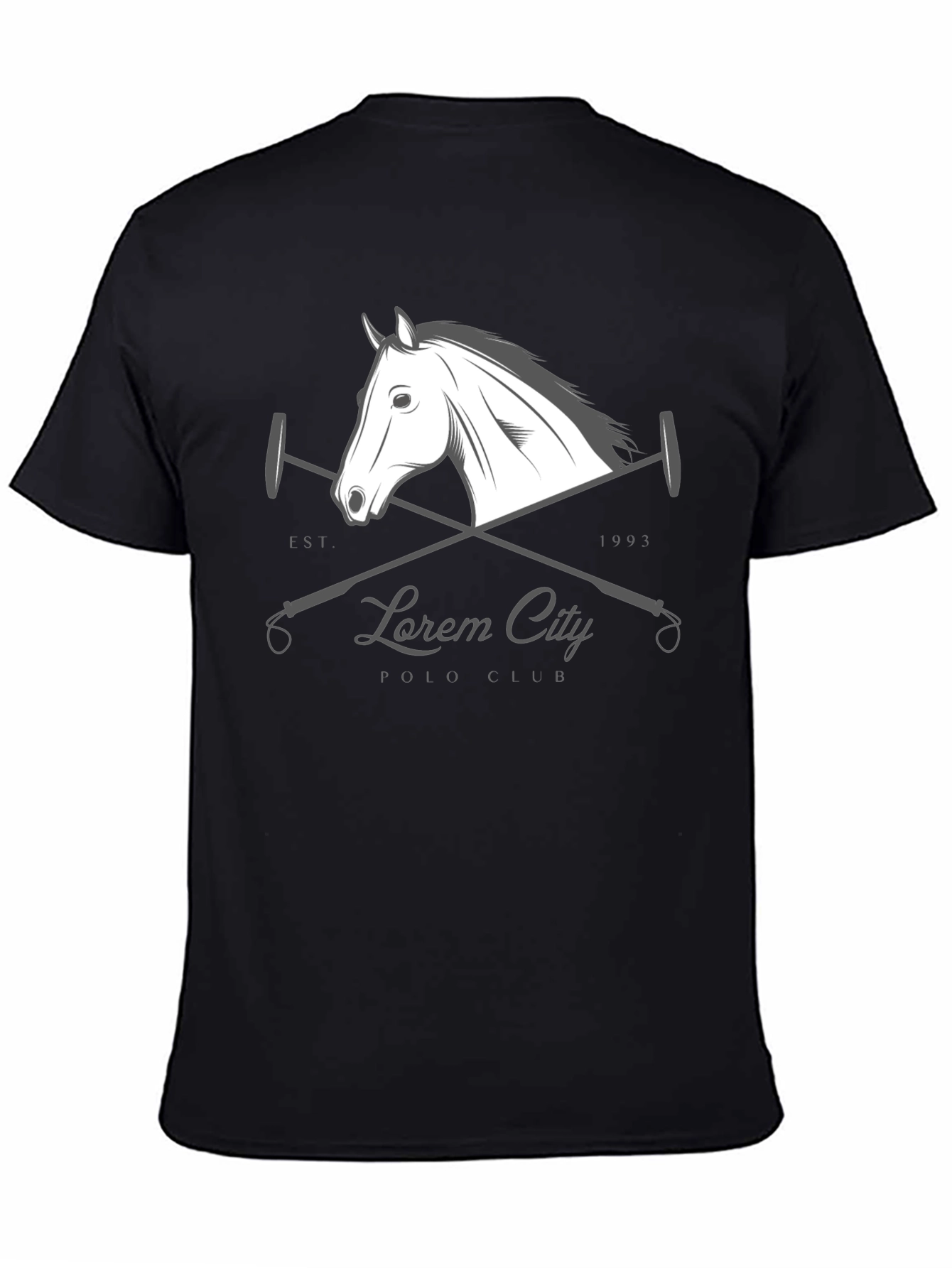 Black Polo Club T-Shirt with Horse Design