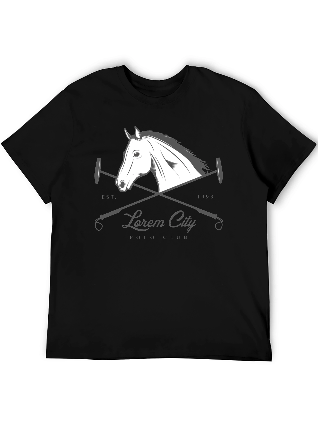 Black Polo Club T-Shirt with Horse Design