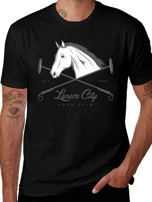 Black Polo Club T-Shirt with Horse Design