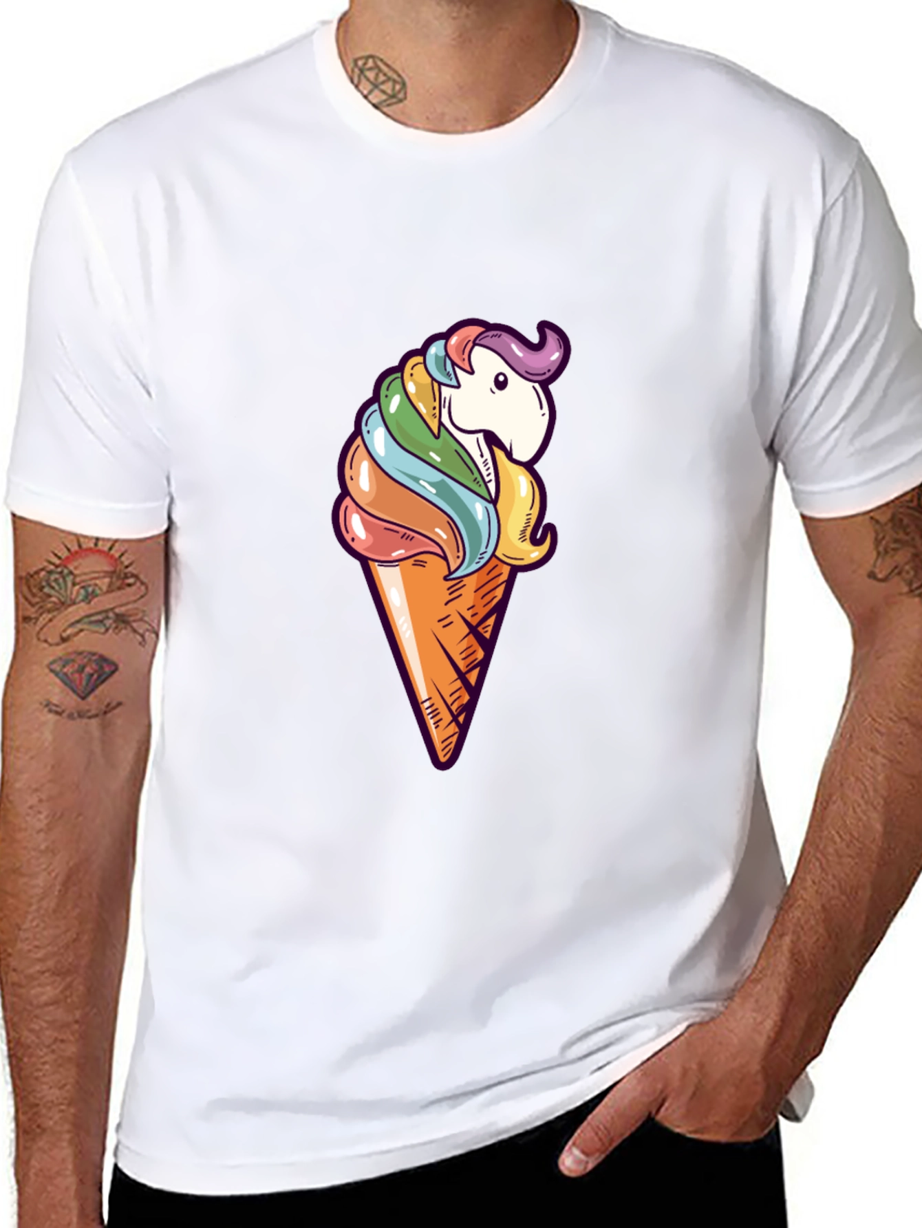 Unicorn Ice Cream Cone Graphic T-Shirt