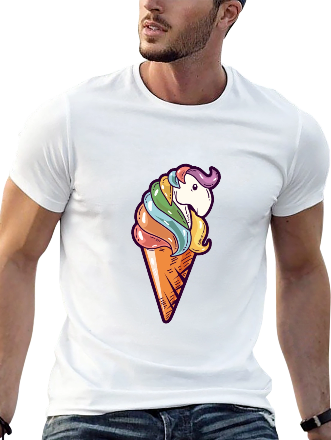 Unicorn Ice Cream Cone Graphic T-Shirt