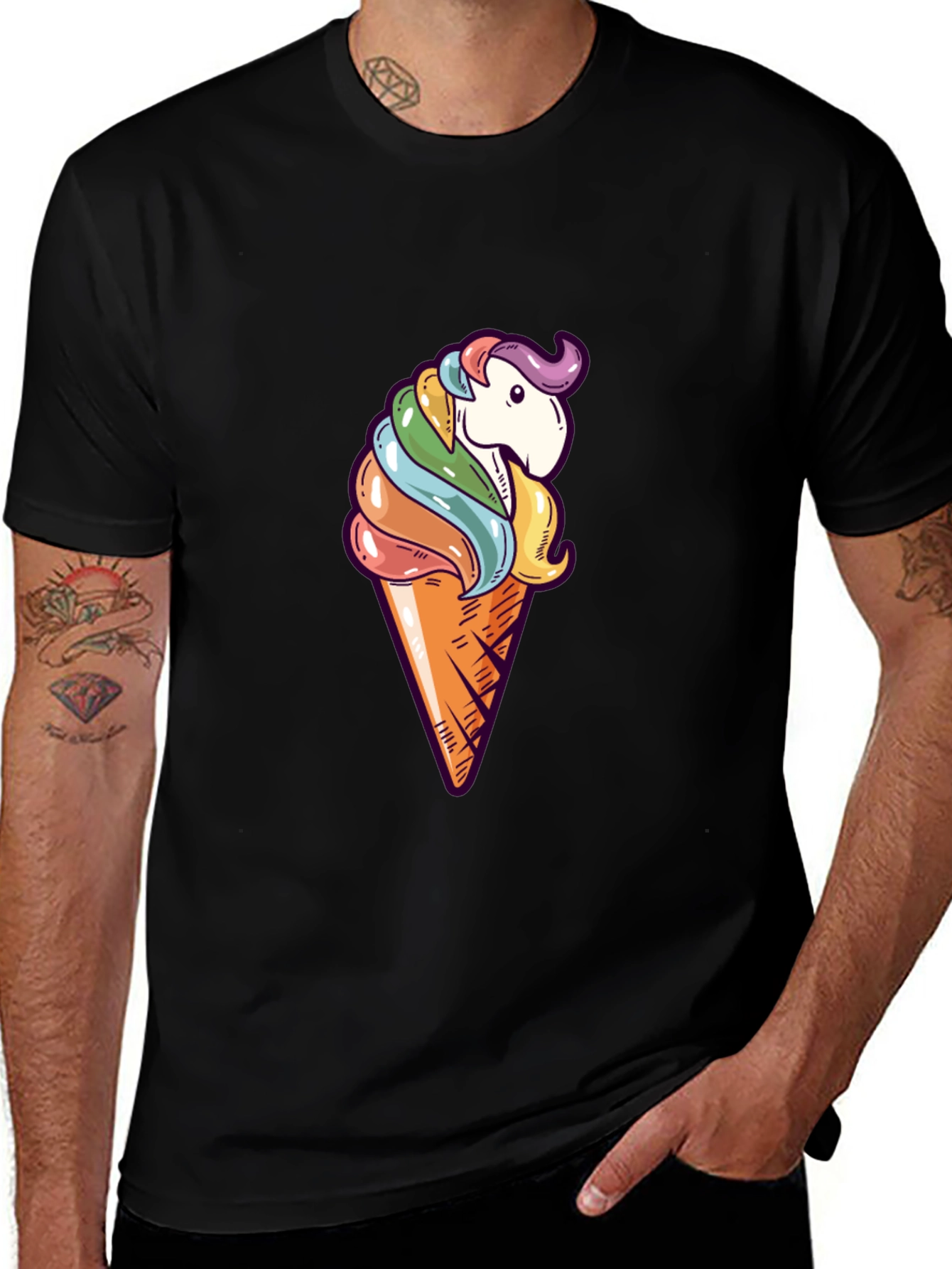Unicorn Ice Cream Cone Graphic T-Shirt