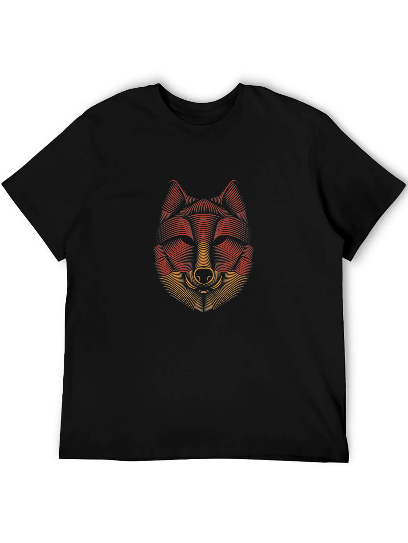 Striking Wolf Head Graphic Print Black T-Shirt