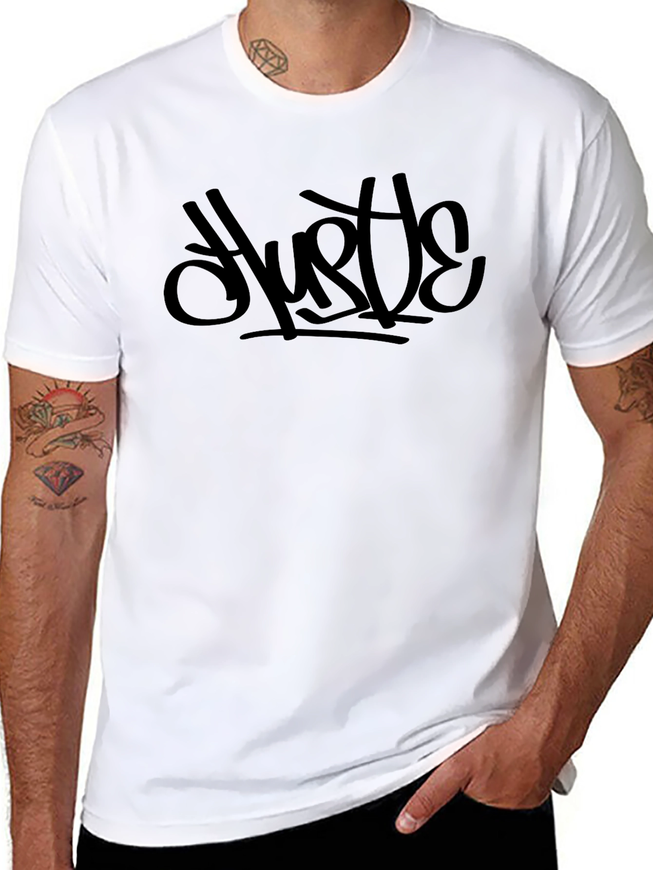 Black Hustle Graphic Tee - Mens Casual Shirt