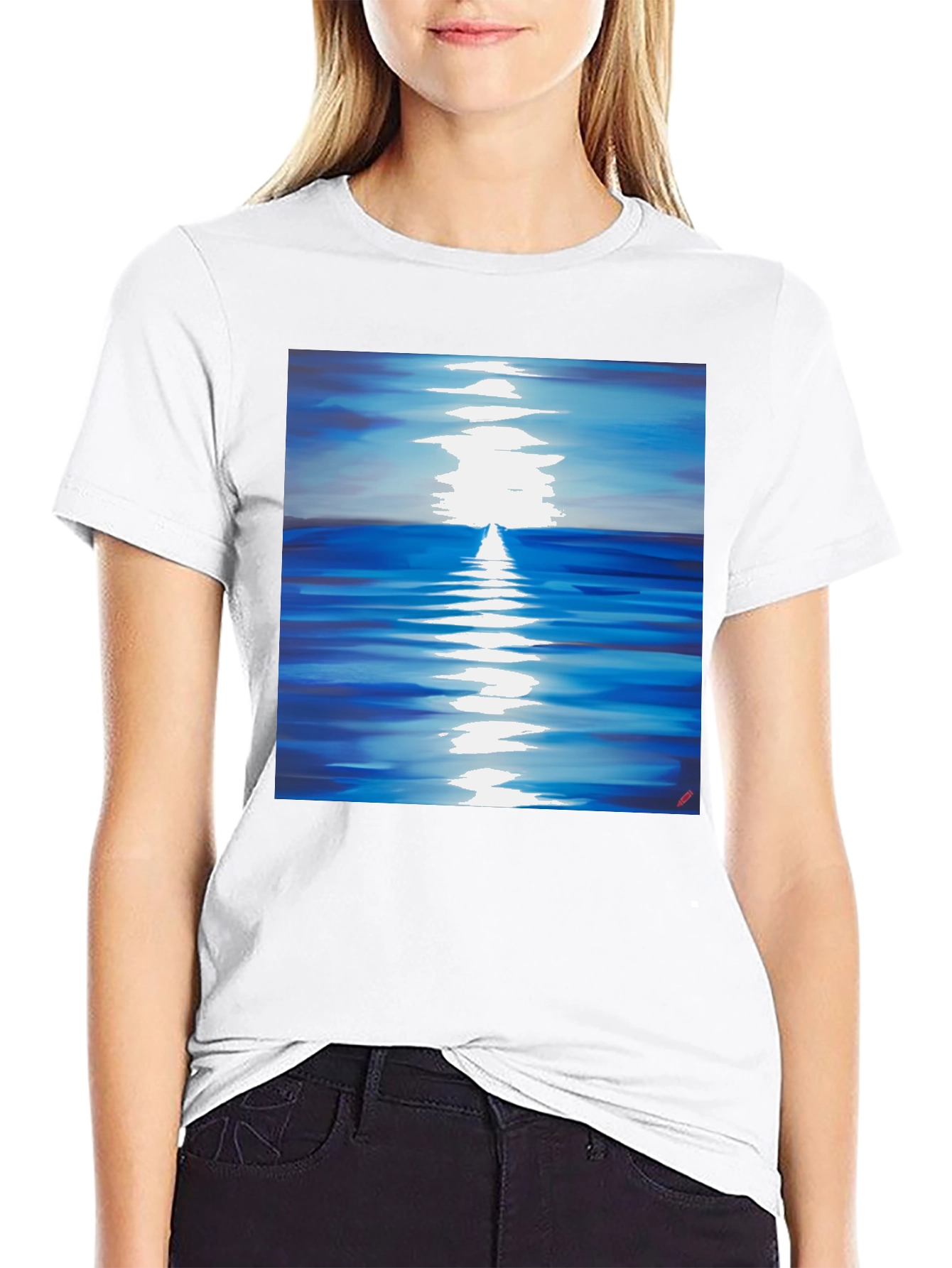 Ocean Reflection Graphic Tee - Black Unisex T-Shirt