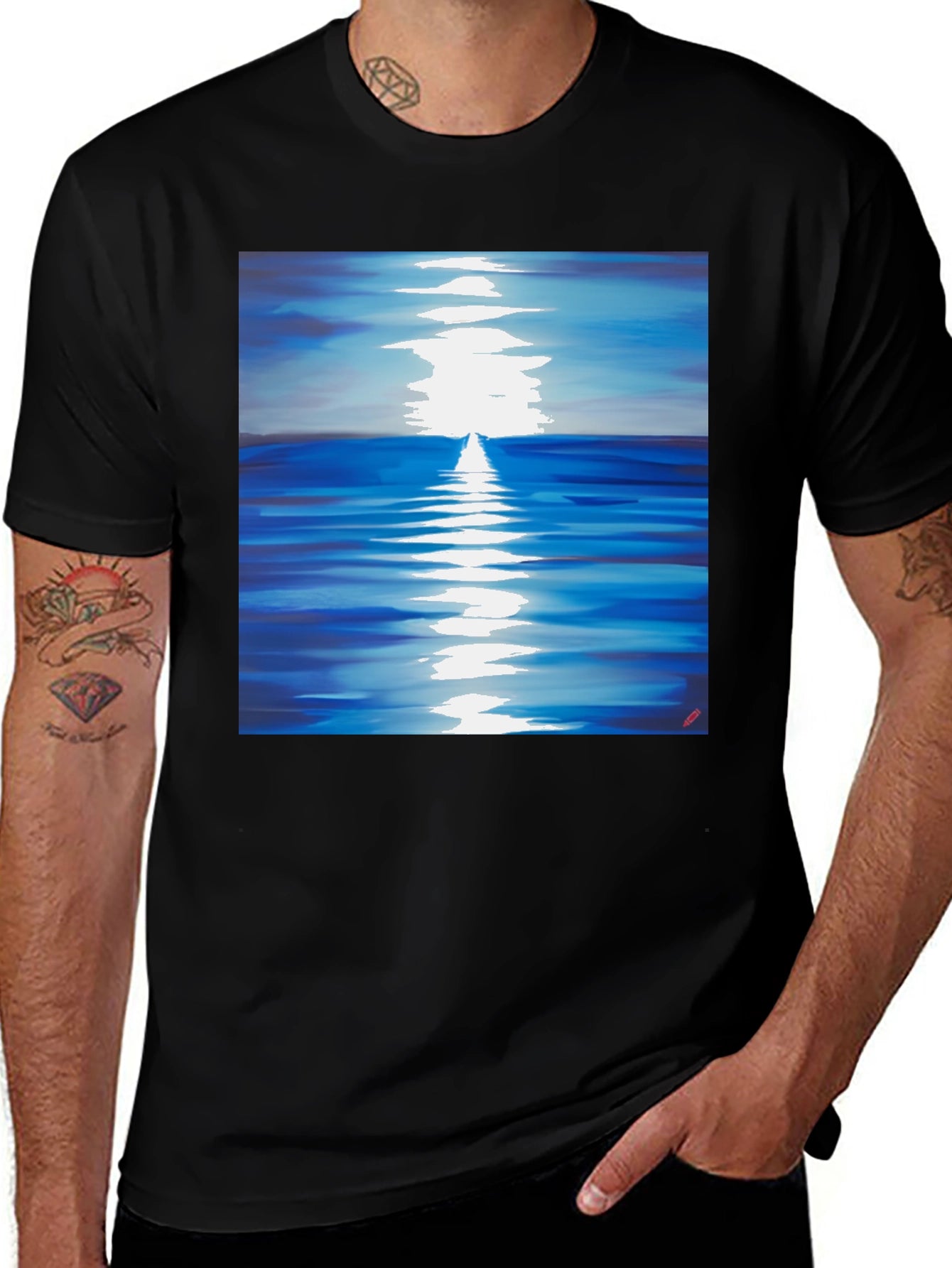 Ocean Reflection Graphic Tee - Black Unisex T-Shirt