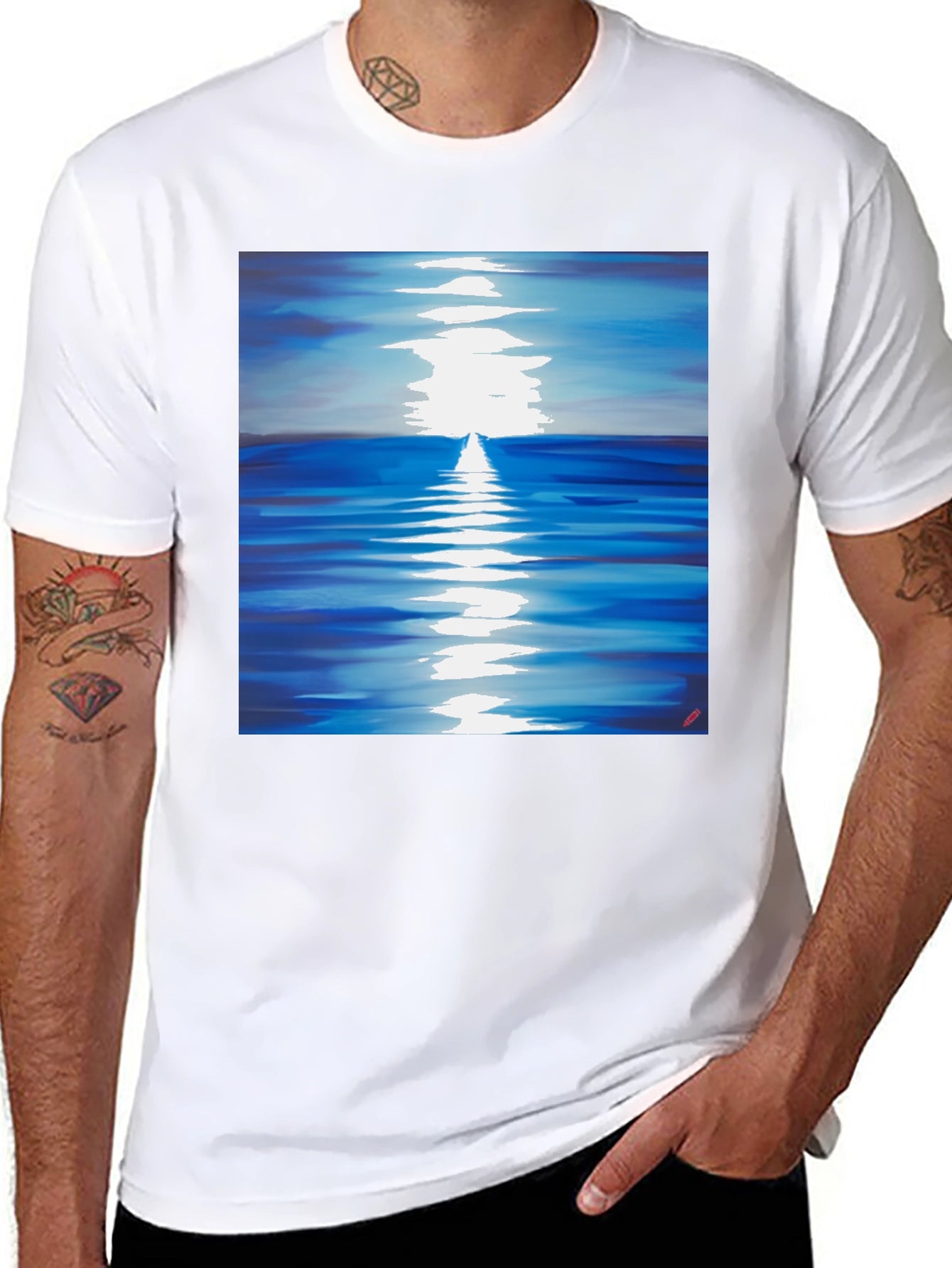 Ocean Reflection Graphic Tee - Black Unisex T-Shirt