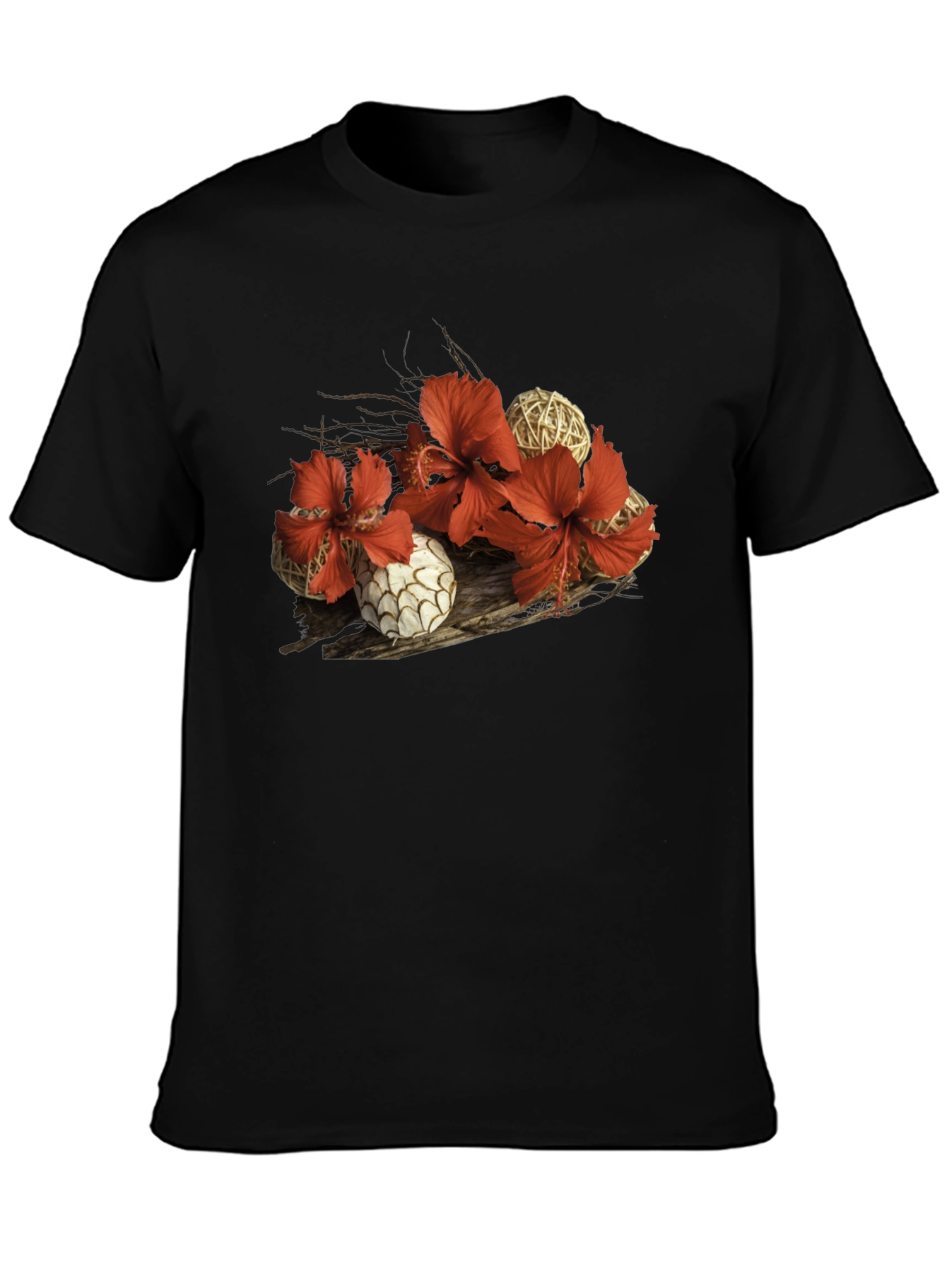 Hibiscus & Wicker Ball Graphic T-Shirt
