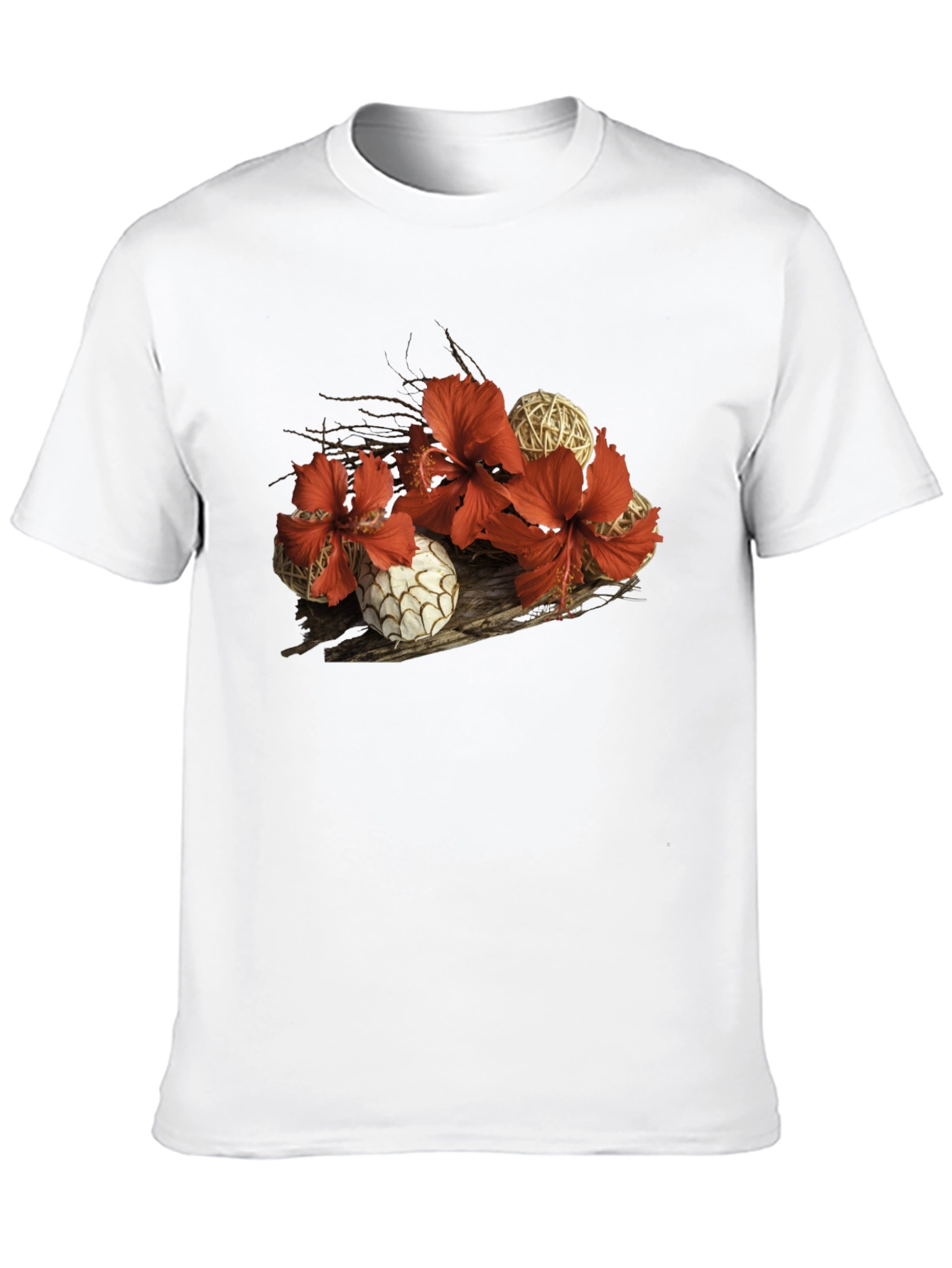 Hibiscus & Wicker Ball Graphic T-Shirt