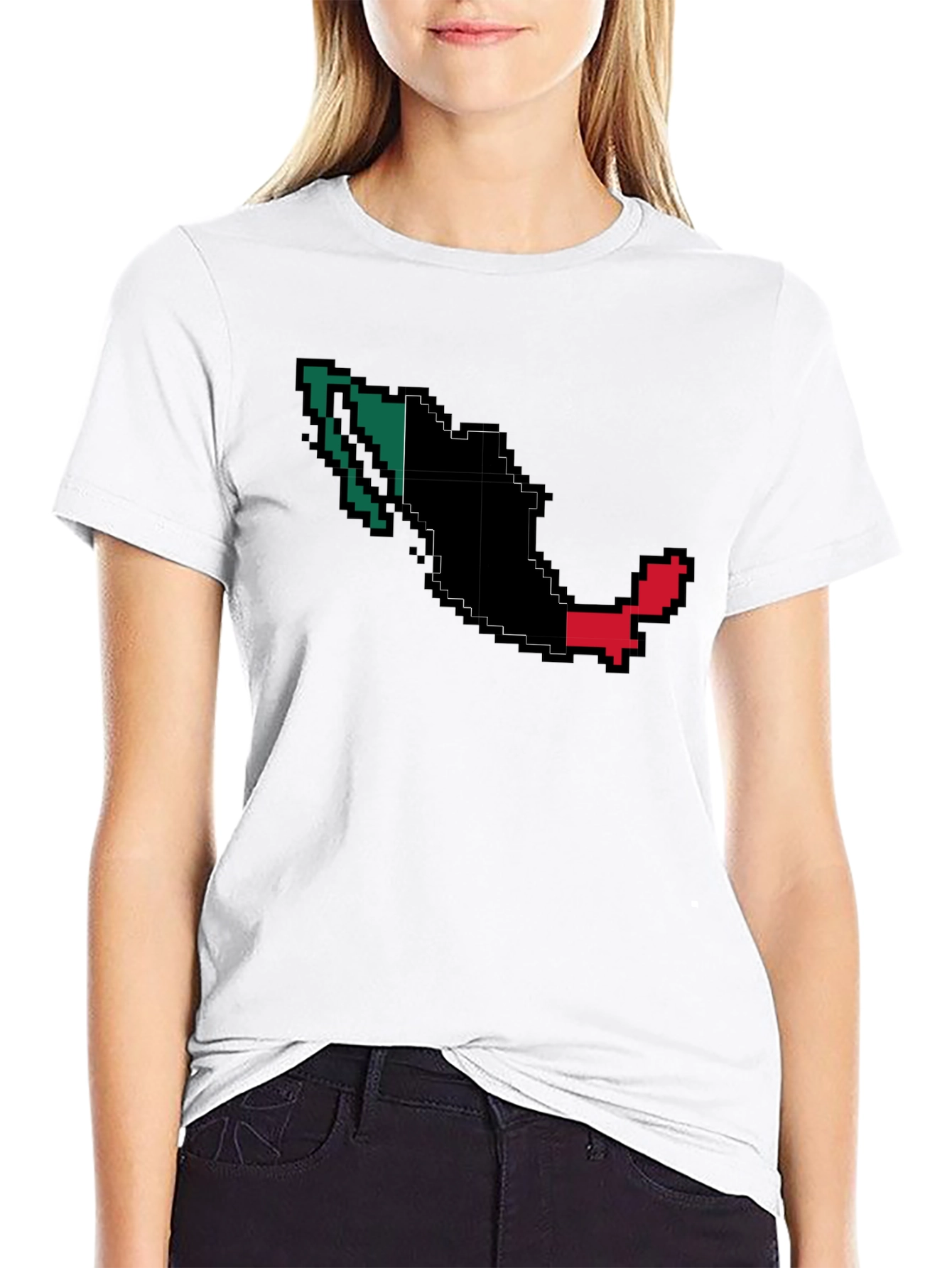 Mexico Pixel Art Graphic T-Shirt - Black