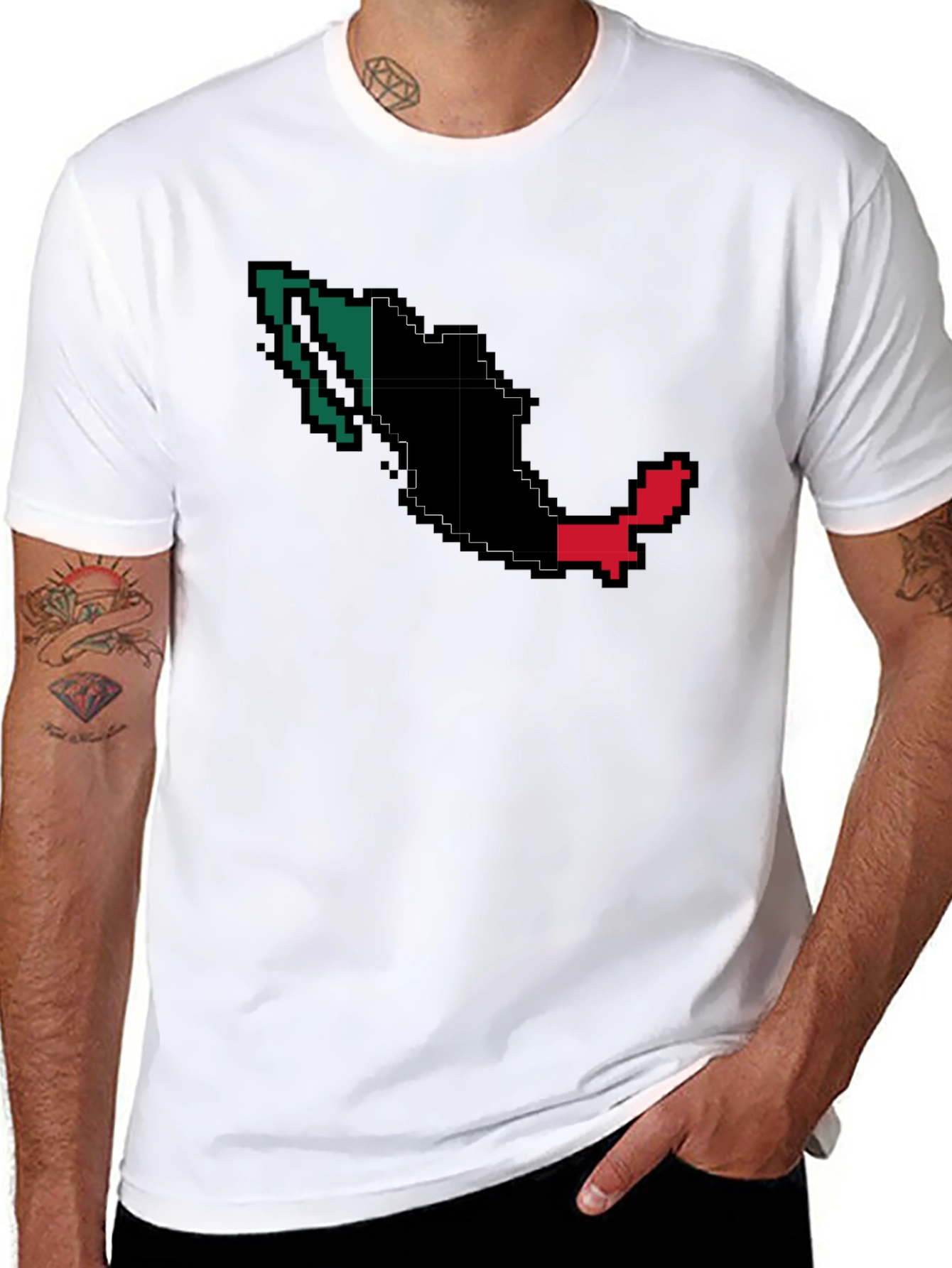 Mexico Pixel Art Graphic T-Shirt - Black