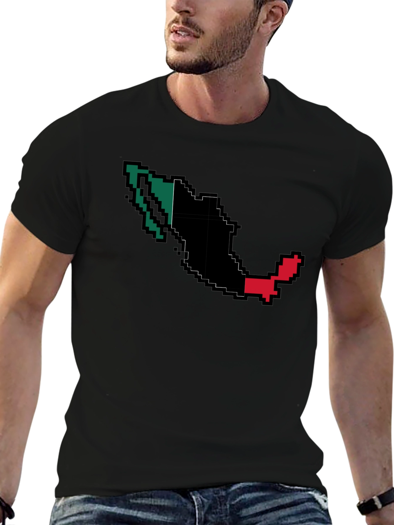 Mexico Pixel Art Graphic T-Shirt - Black