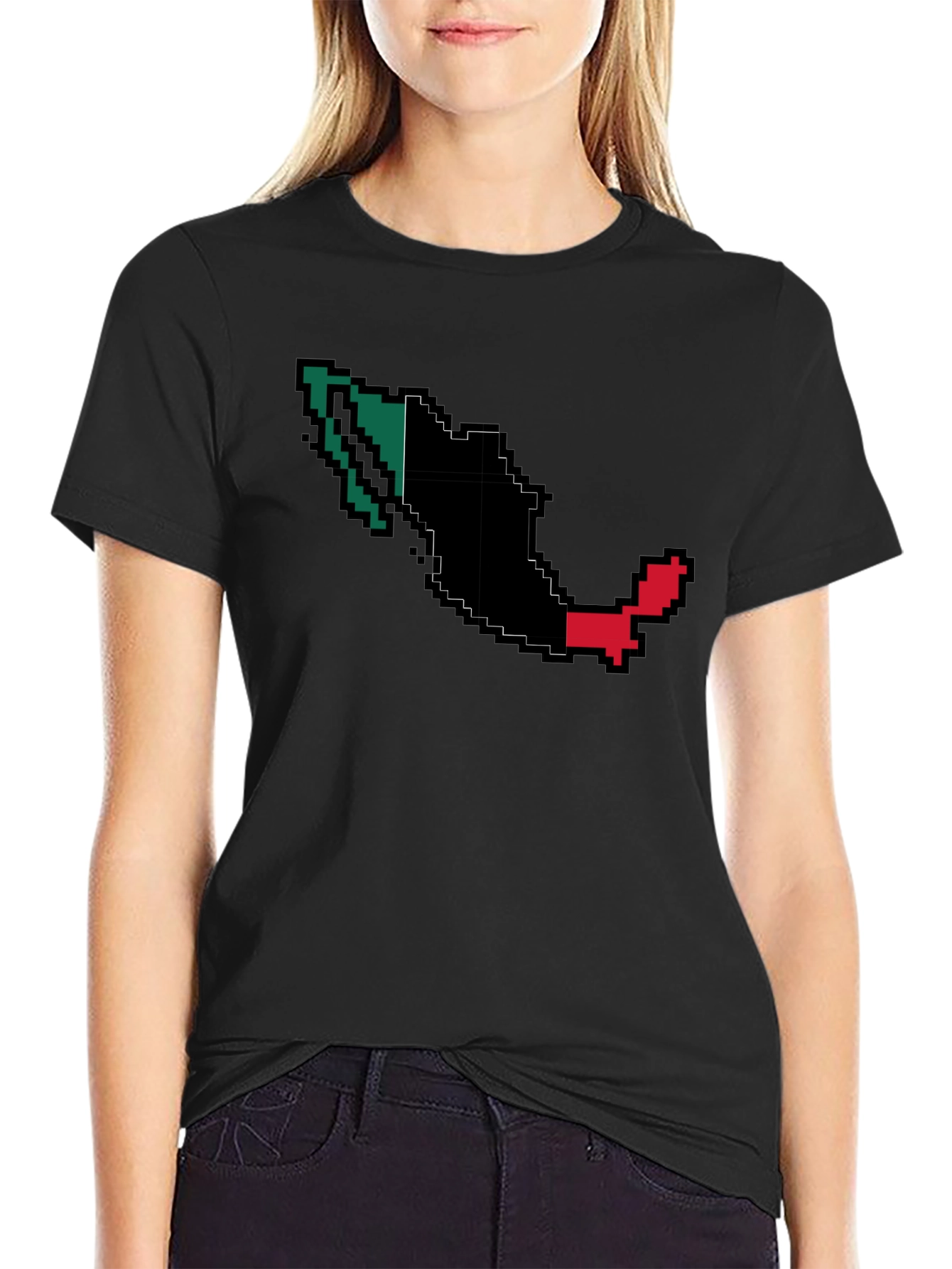 Mexico Pixel Art Graphic T-Shirt - Black