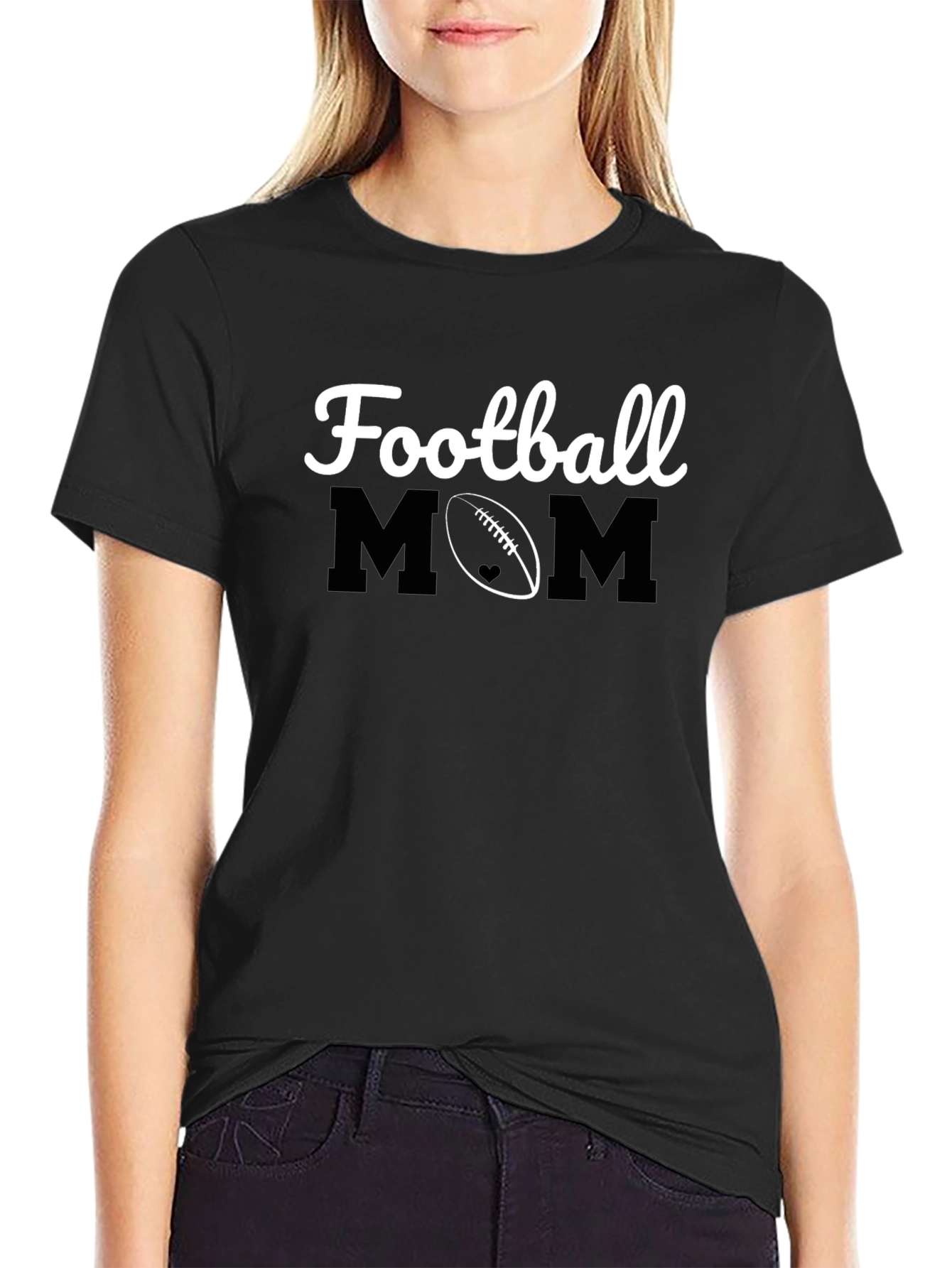 Football Mom Graphic T-Shirt - Black
