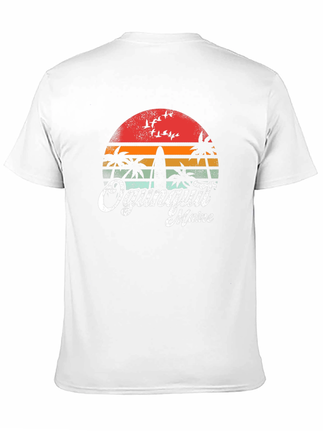 Ogunquit Maine Surfboard Retro Sunset T-Shirt
