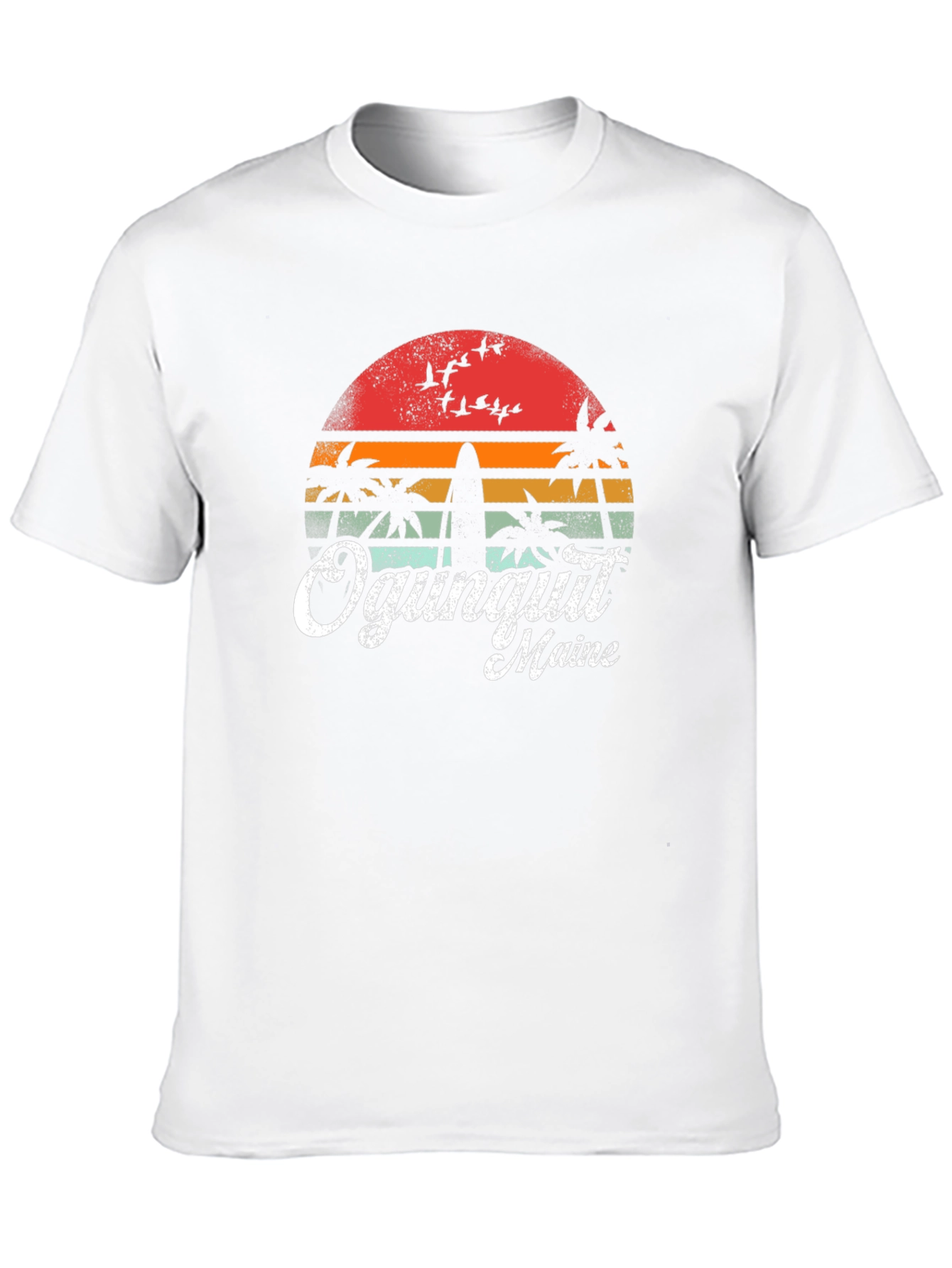 Ogunquit Maine Surfboard Retro Sunset T-Shirt