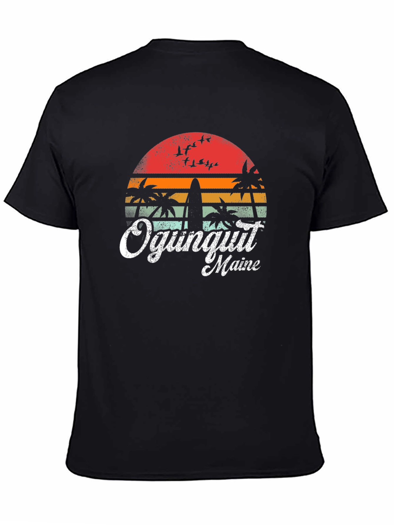 Ogunquit Maine Surfboard Retro Sunset T-Shirt