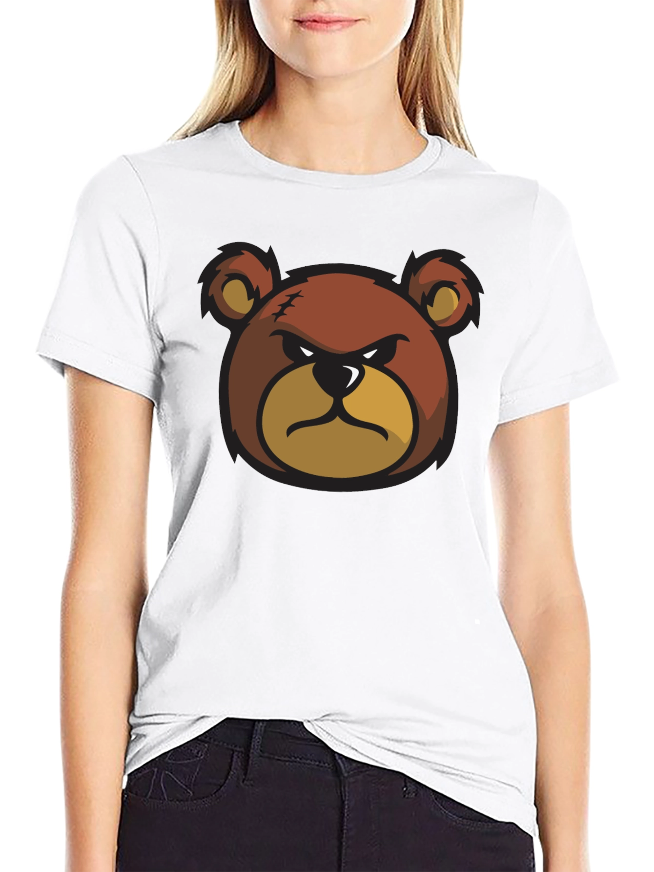 Angry Bear Graphic Black T-Shirt