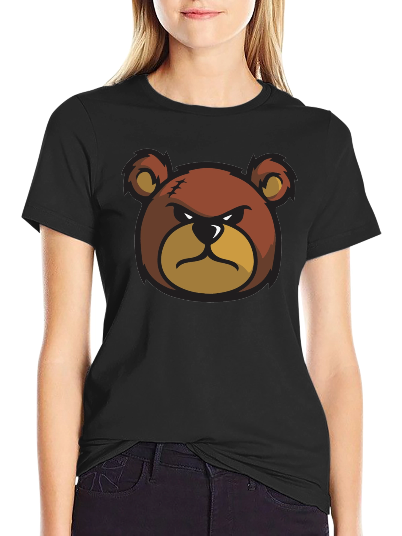 Angry Bear Graphic Black T-Shirt