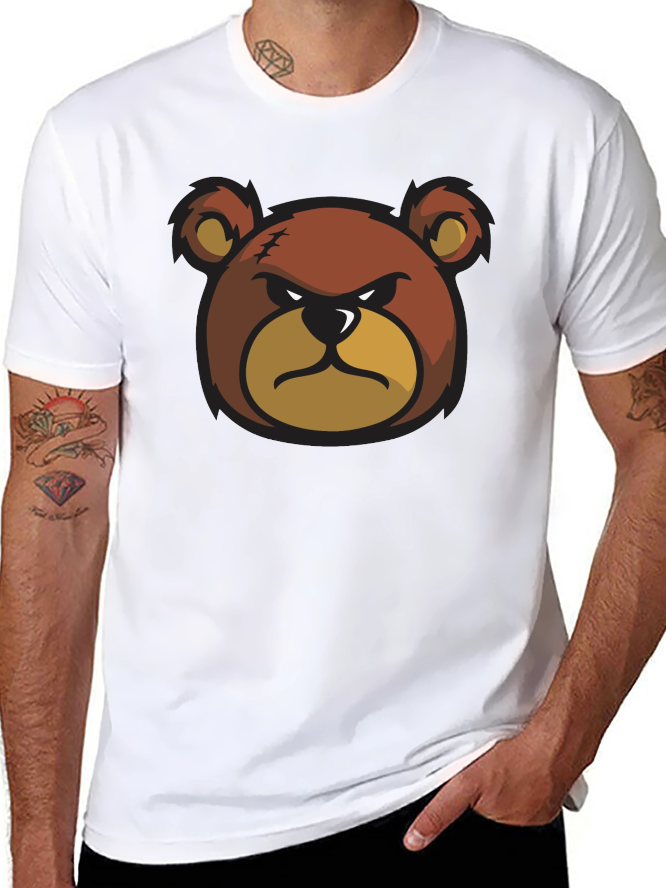 Angry Bear Graphic Black T-Shirt