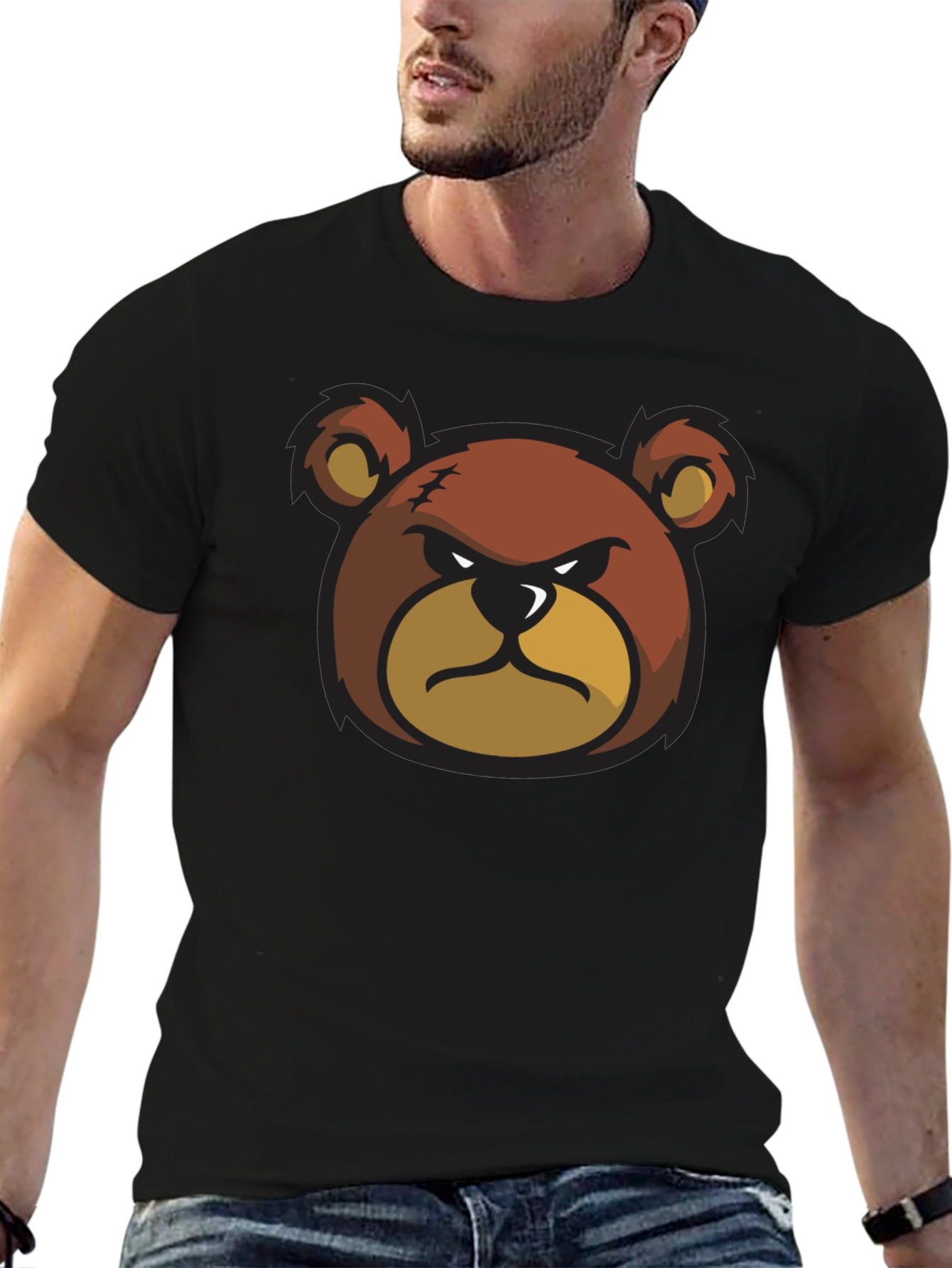 Angry Bear Graphic Black T-Shirt