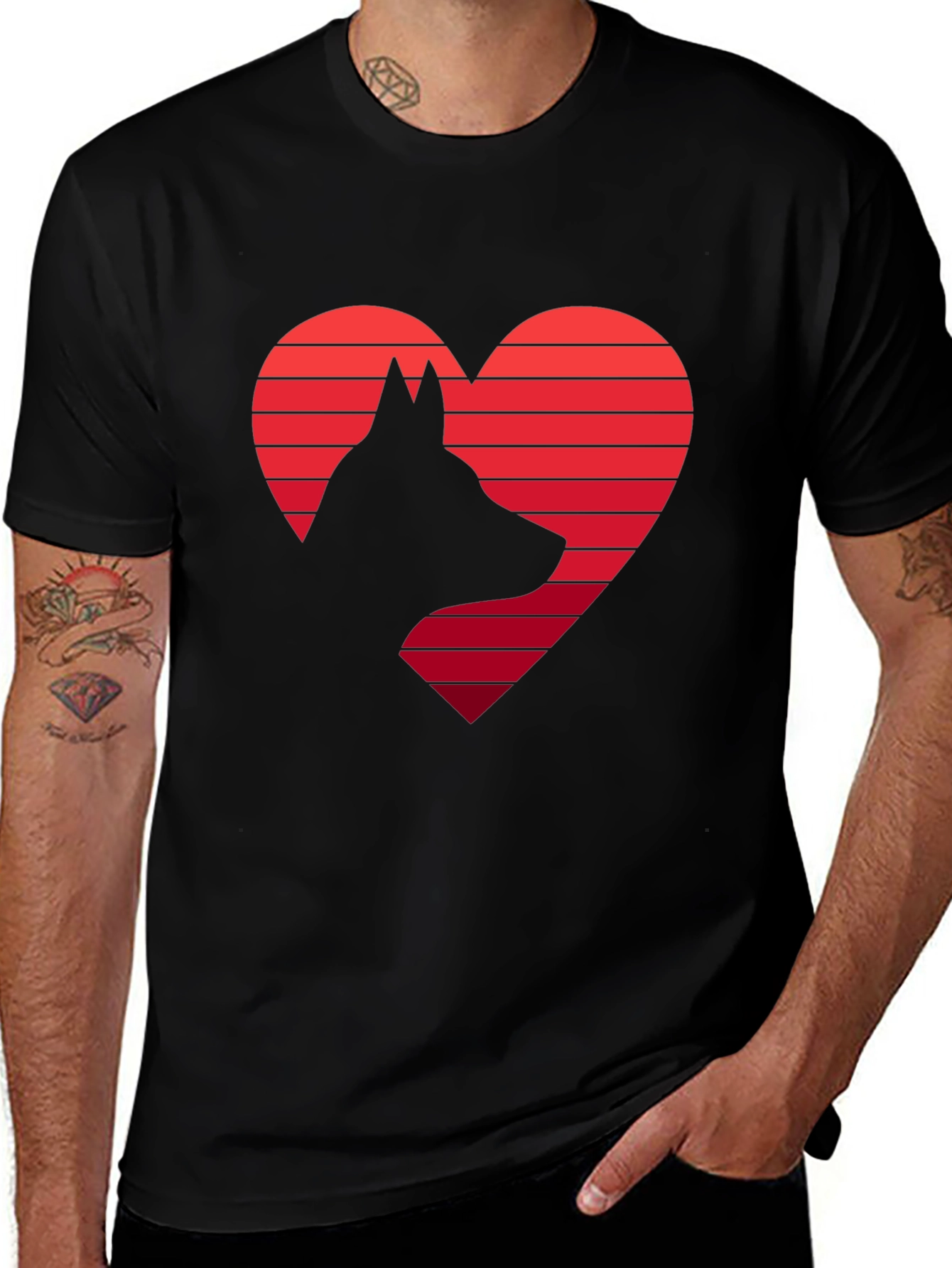 Dog Lover T-Shirt: Heart & Dog Silhouette Design