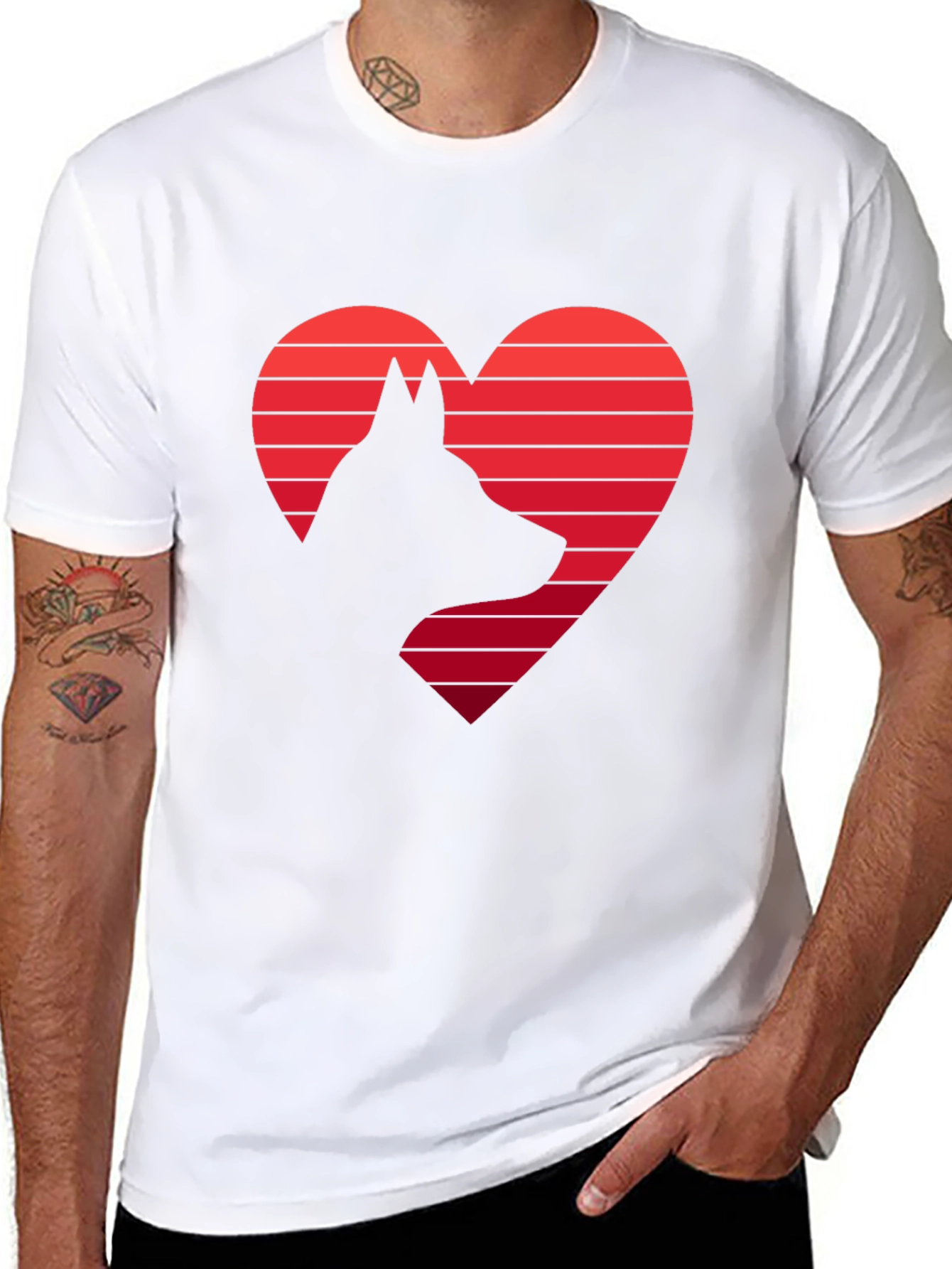 Dog Lover T-Shirt: Heart & Dog Silhouette Design
