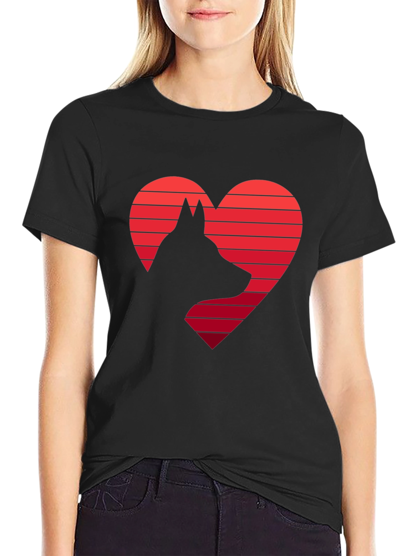 Dog Lover T-Shirt: Heart & Dog Silhouette Design