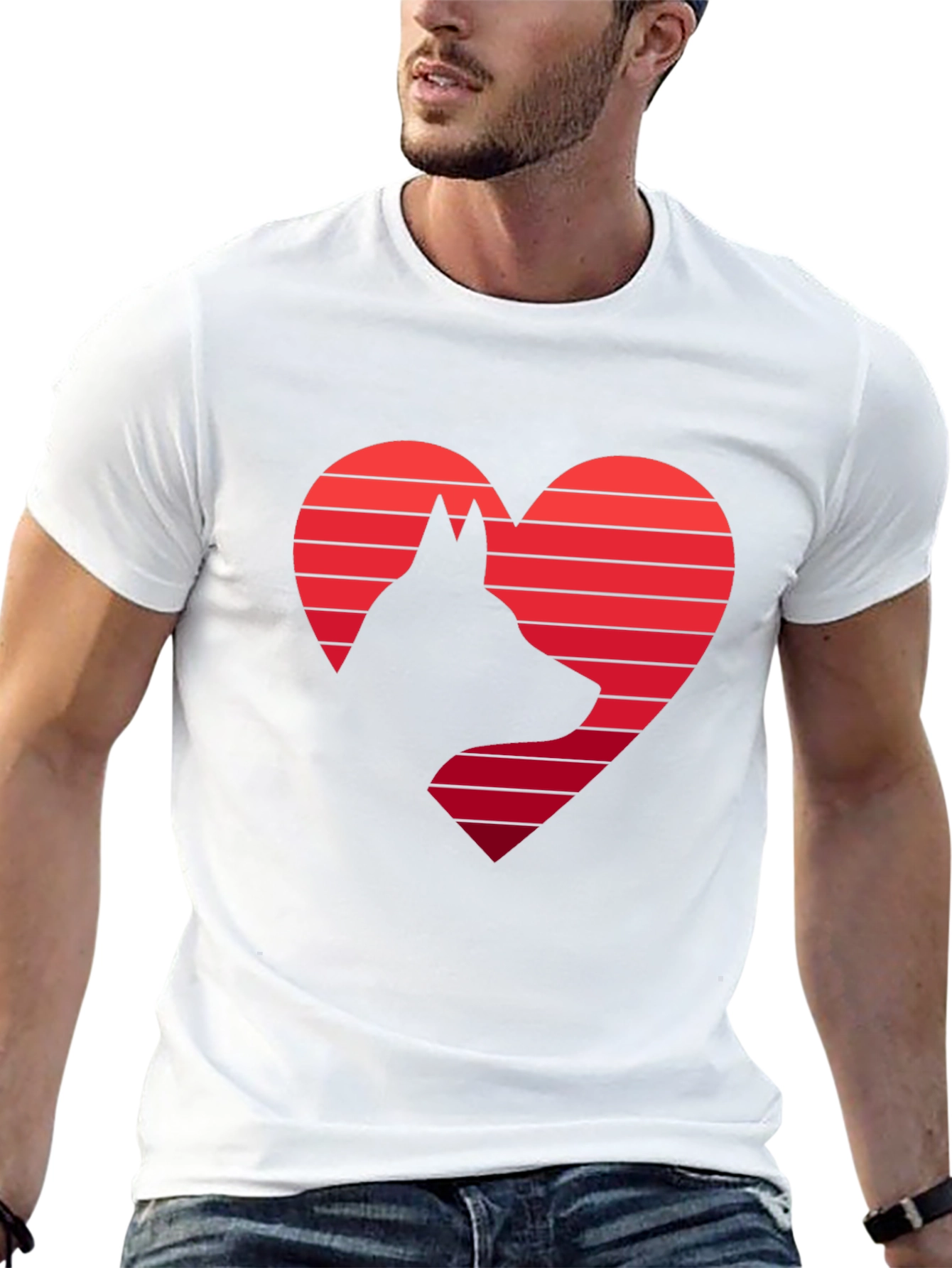 Dog Lover T-Shirt: Heart & Dog Silhouette Design