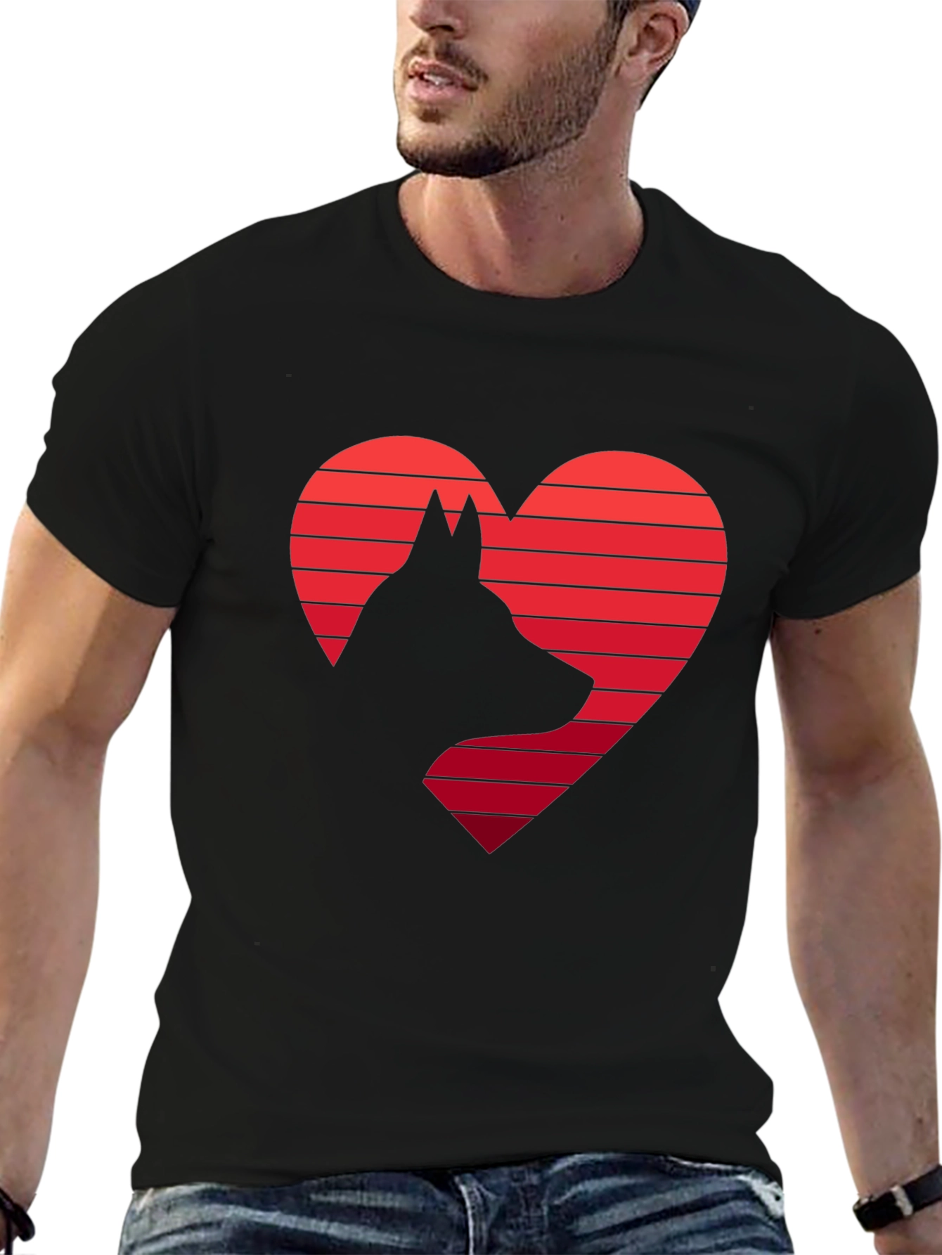 Dog Lover T-Shirt: Heart & Dog Silhouette Design