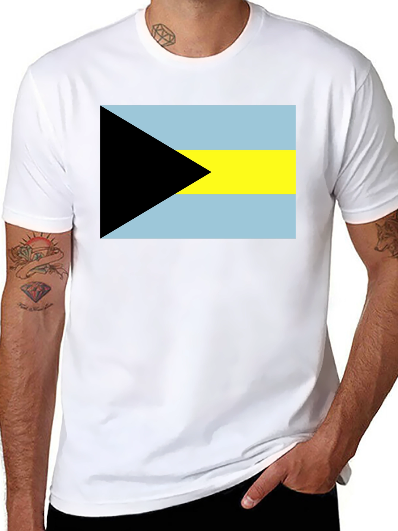 Bahamas Flag T-Shirt - Black Graphic Tee