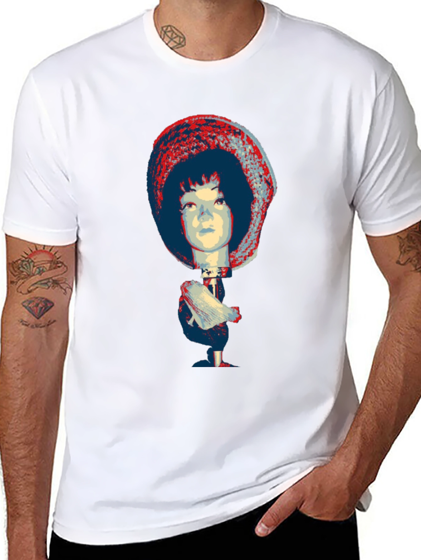 Unique Graphic Tee - Abstract Doll Print