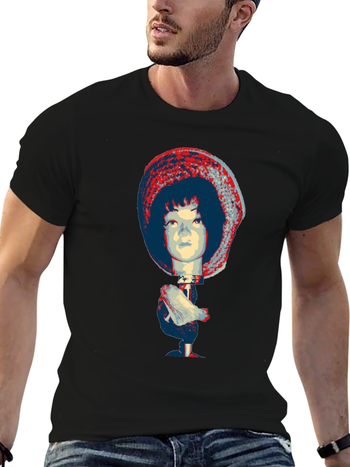 Unique Graphic Tee - Abstract Doll Print