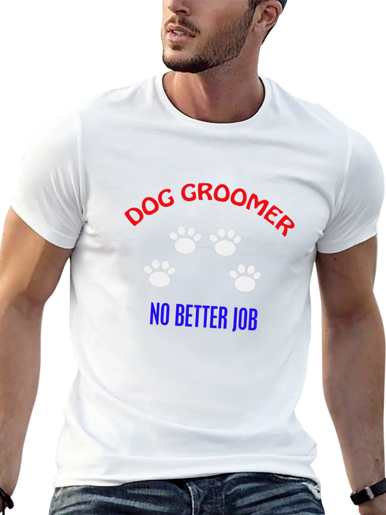 Dog Groomer T-Shirt -  Paw Prints Grooming Gift