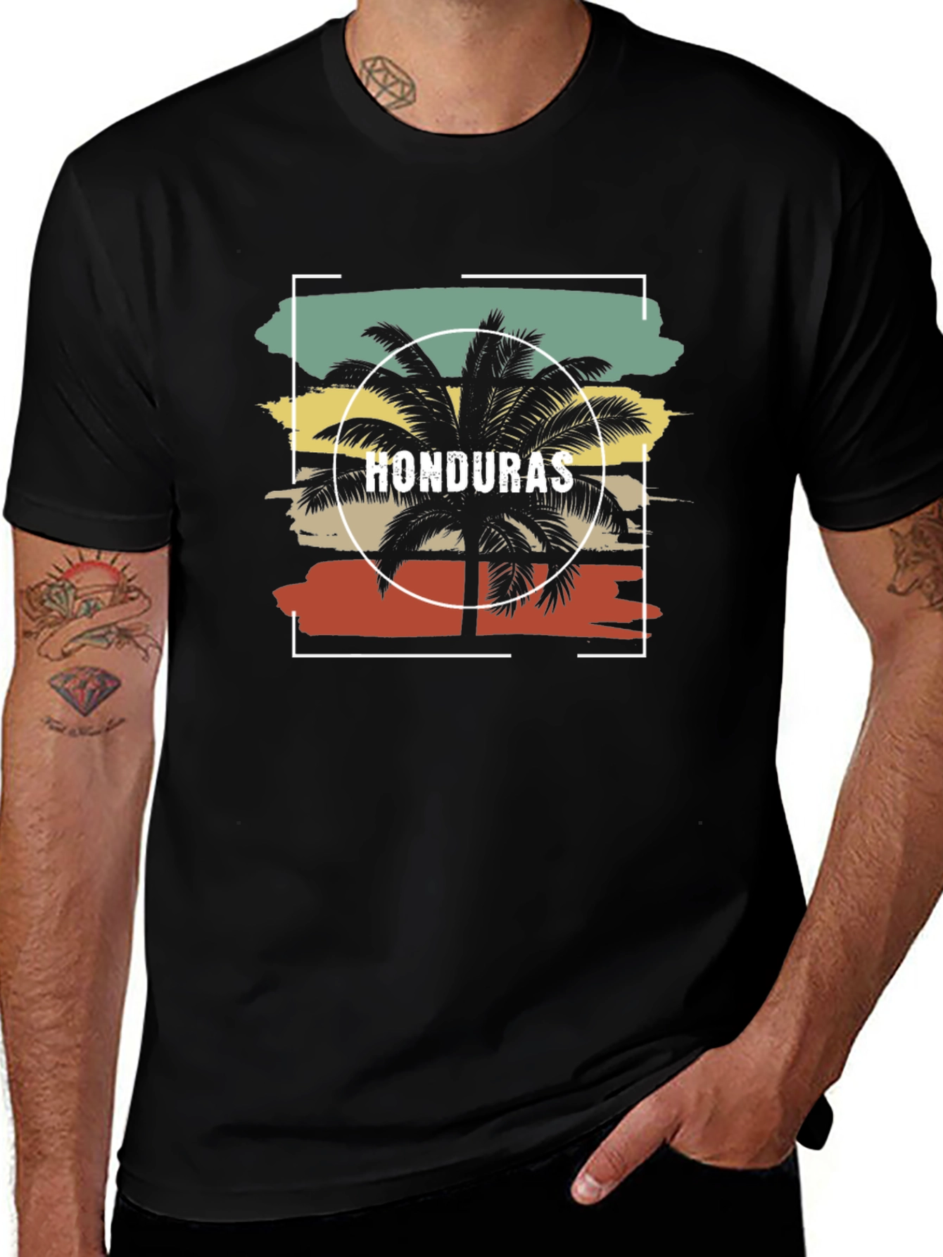 Honduras Palm Tree Graphic Tee - Tropical Vacation Shirt