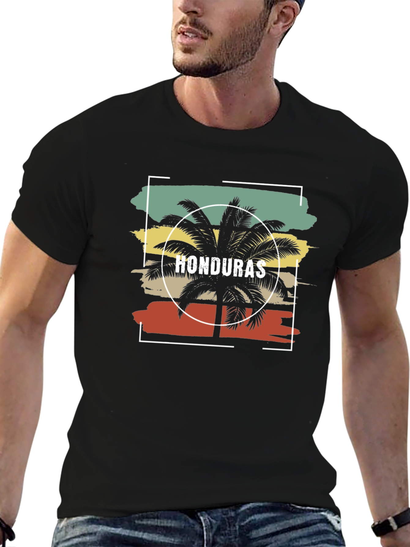 Honduras Palm Tree Graphic Tee - Tropical Vacation Shirt