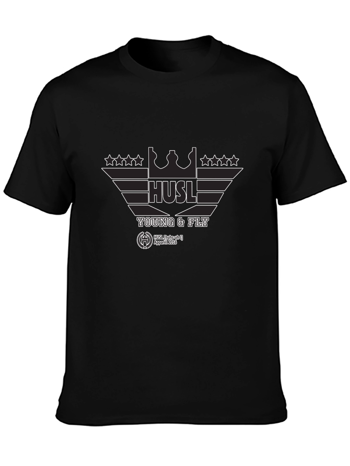 Hustl Young & Fly Black Graphic T-Shirt