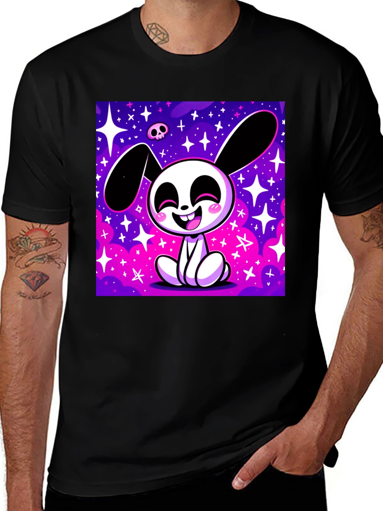 Cosmic Bunny Graphic Tee - Black