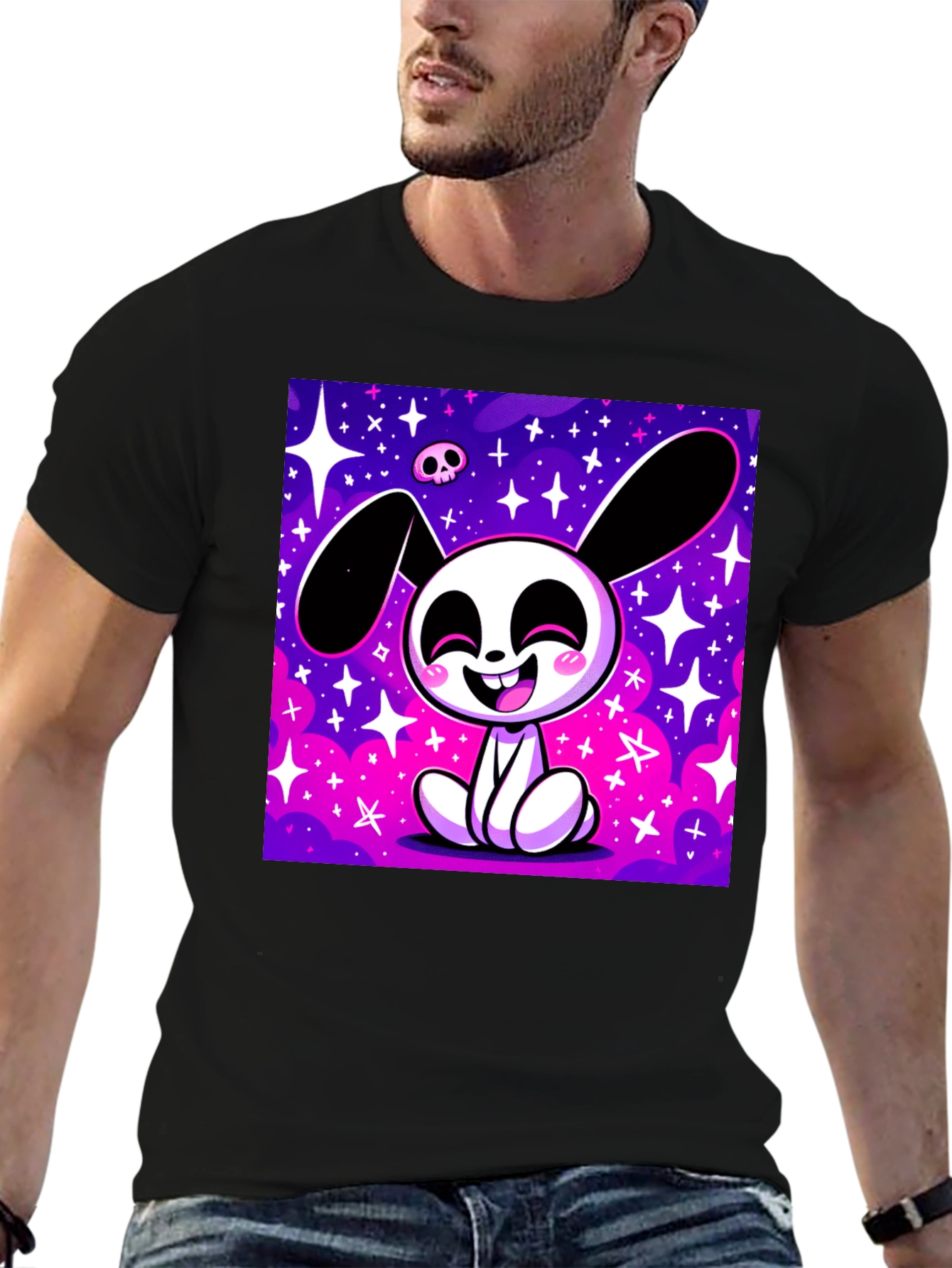 Cosmic Bunny Graphic Tee - Black