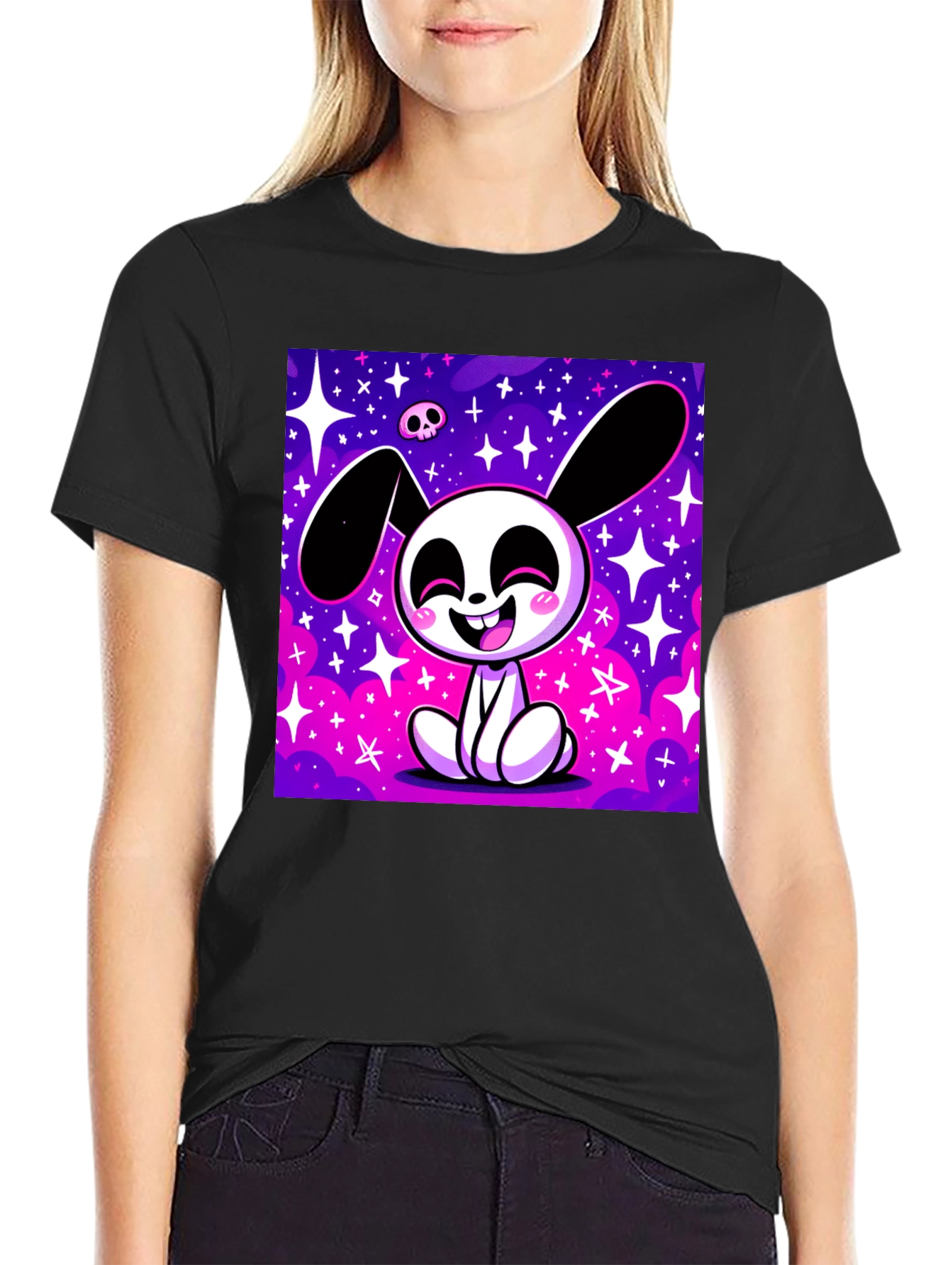 Cosmic Bunny Graphic Tee - Black