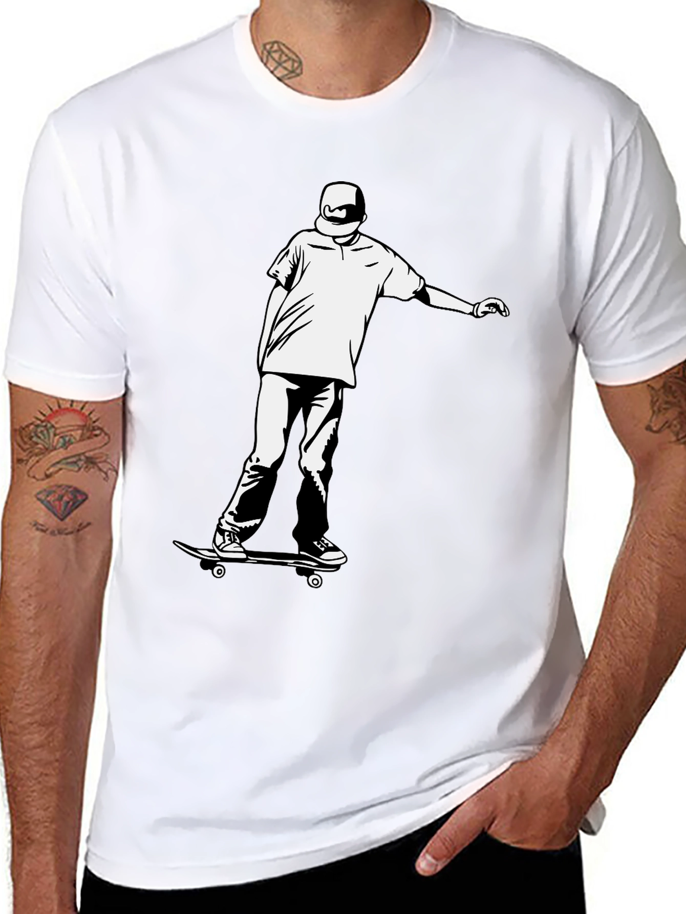 Skater Graphic Tee - Cool Black Cotton Shirt