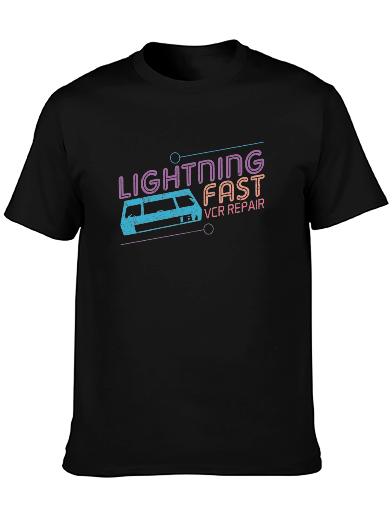 Lightning Fast VCR Repair T-Shirt - Retro 80s Style